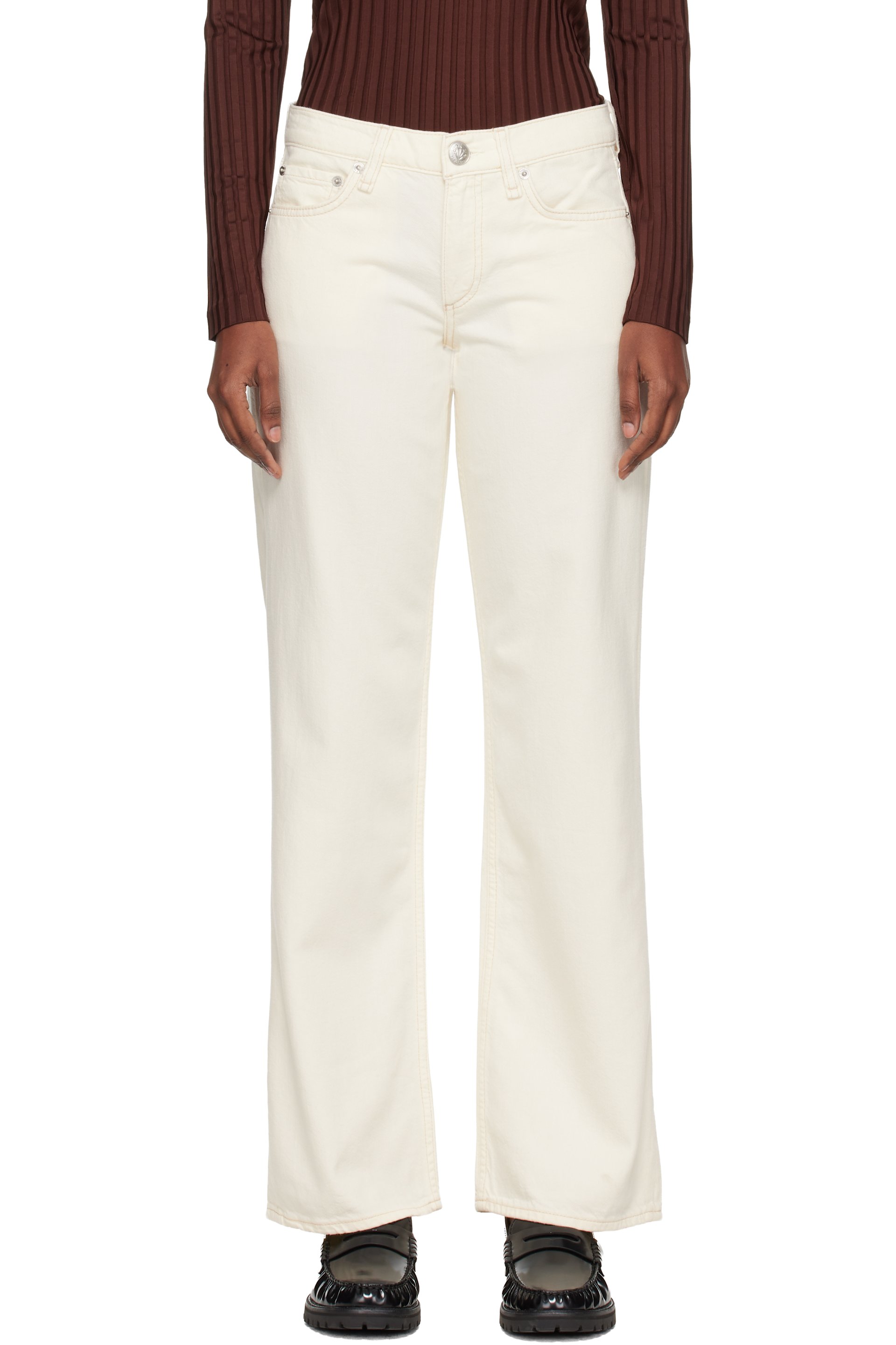 rag & bone - Off-White Saige Relaxed Straight Jeans