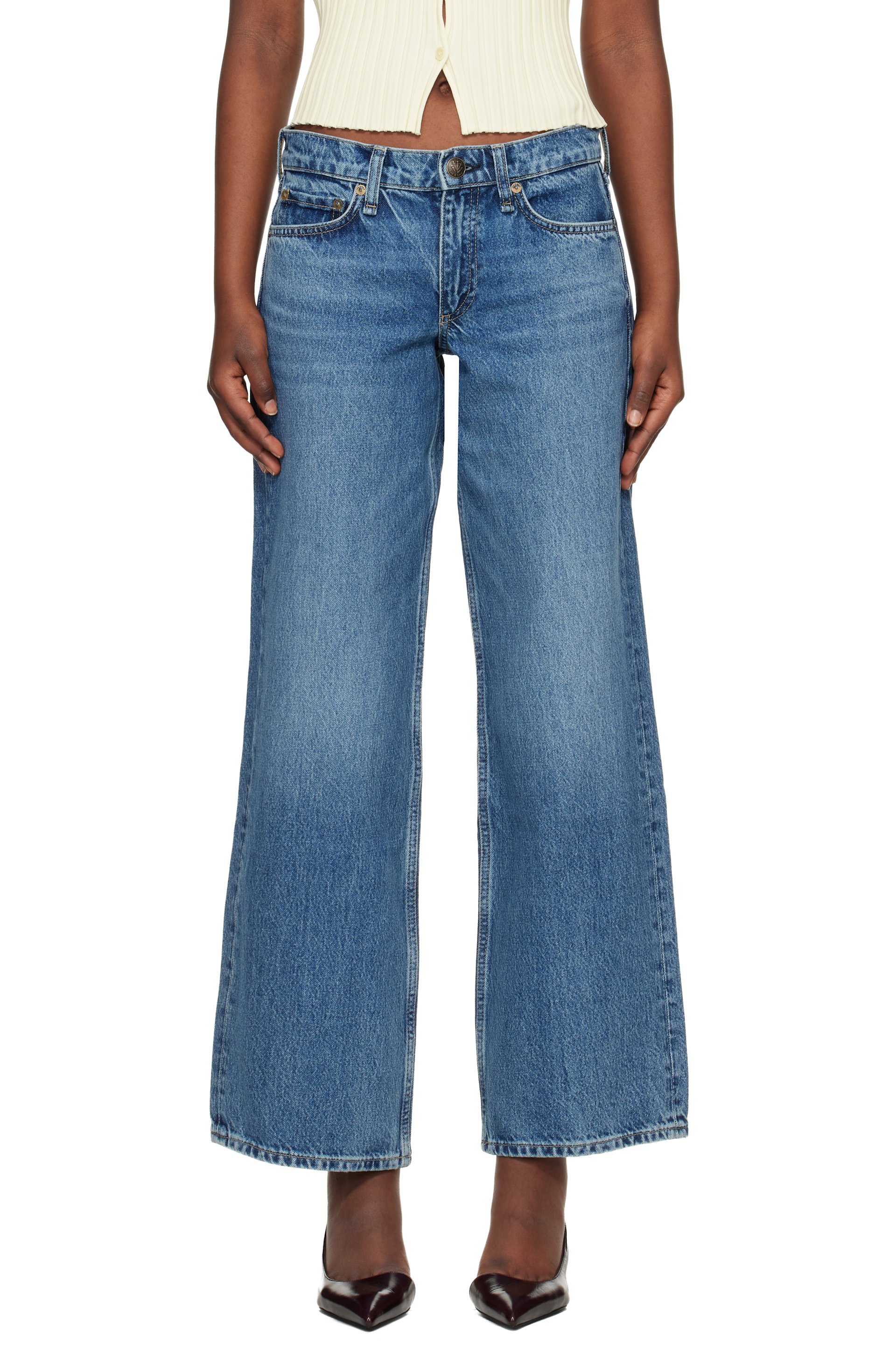 rag & bone - Blue Saige Relaxed Straight Jeans