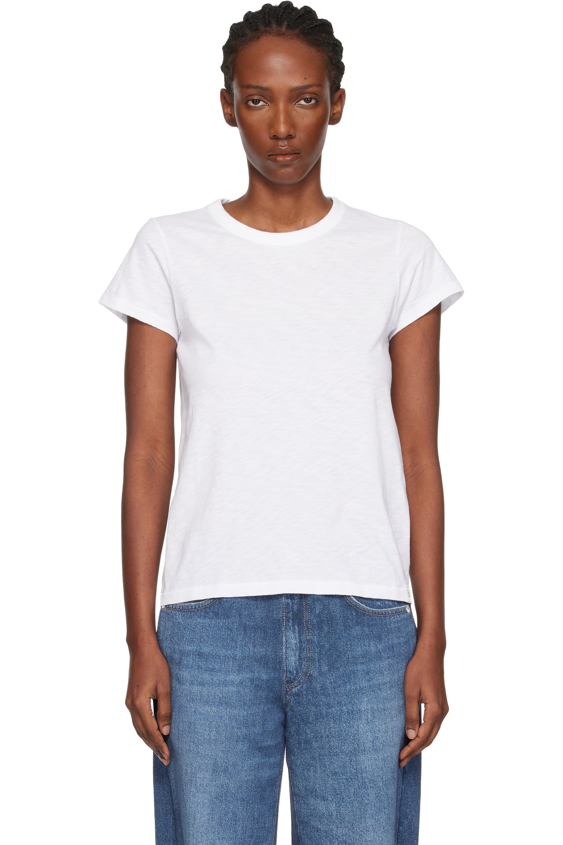 rag & bone - T-shirt blanc en coton flammé