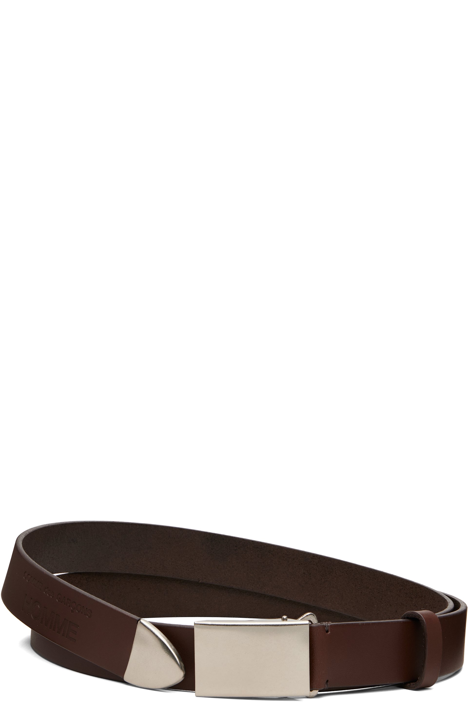 Comme des Garçons Homme: Brown Steer Oil Smooth 30 MM Belt | SSENSE