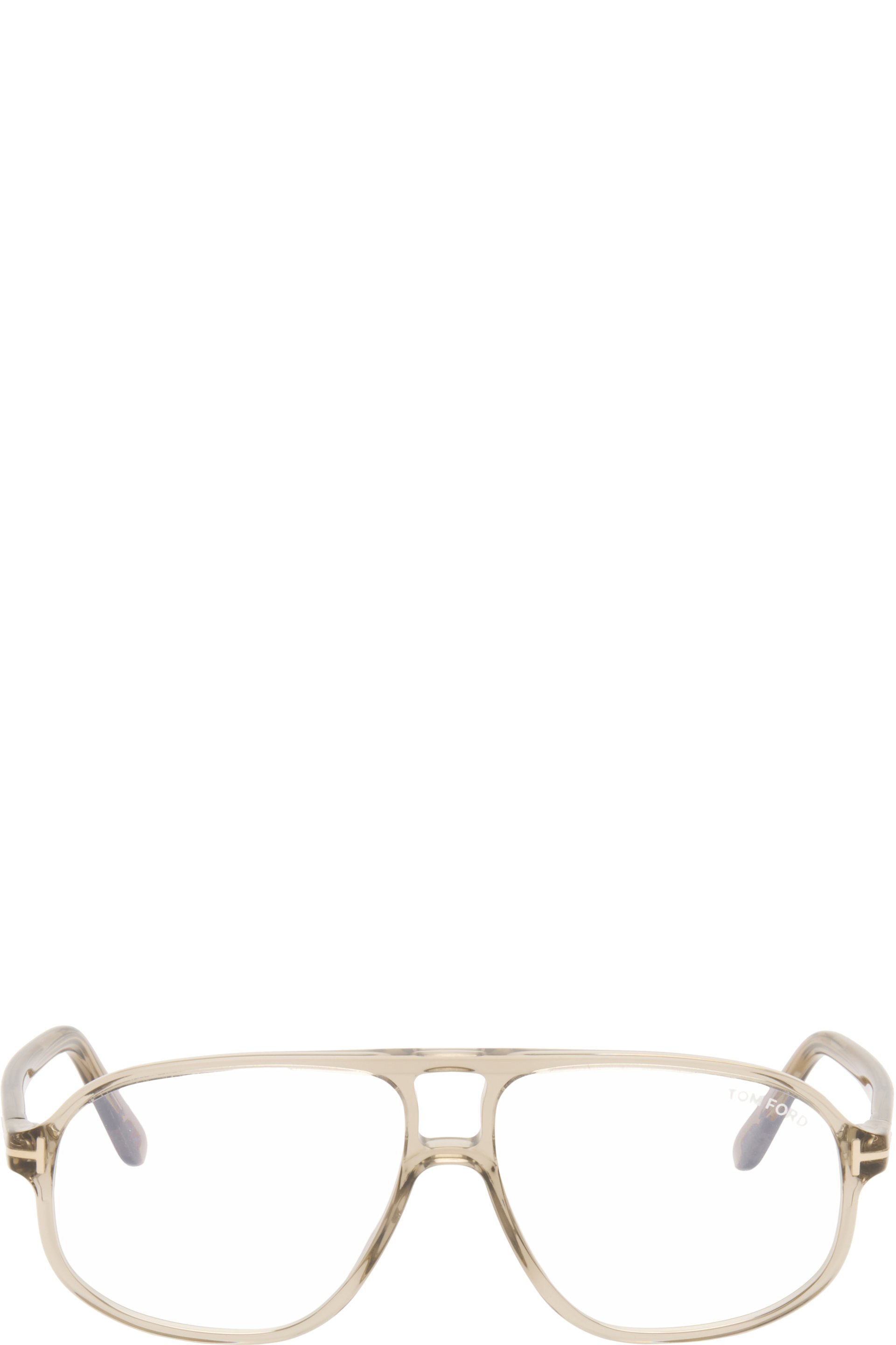 TOM FORD - Lunettes aviateur beiges à verres anti-lumière bleue