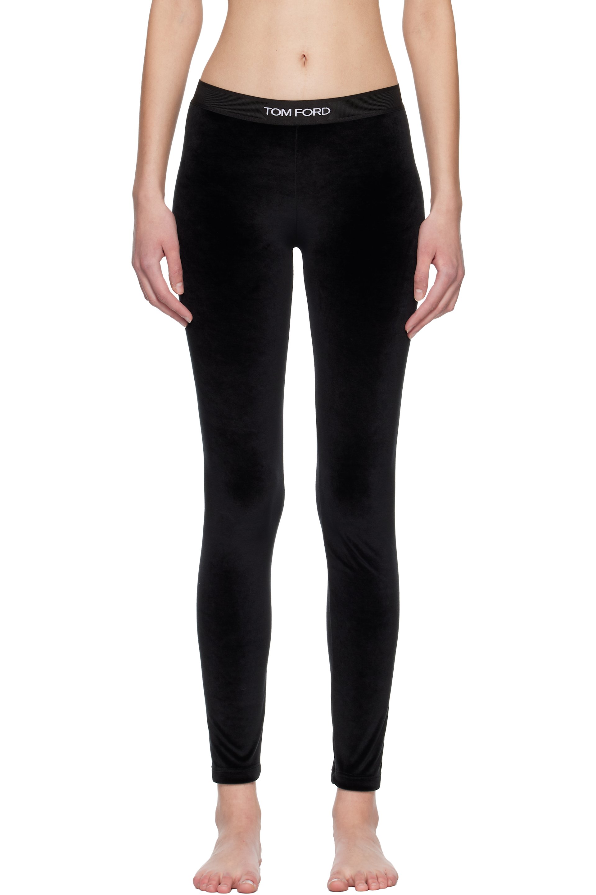 TOM FORD - Legging noir en velventine lustrée extensible