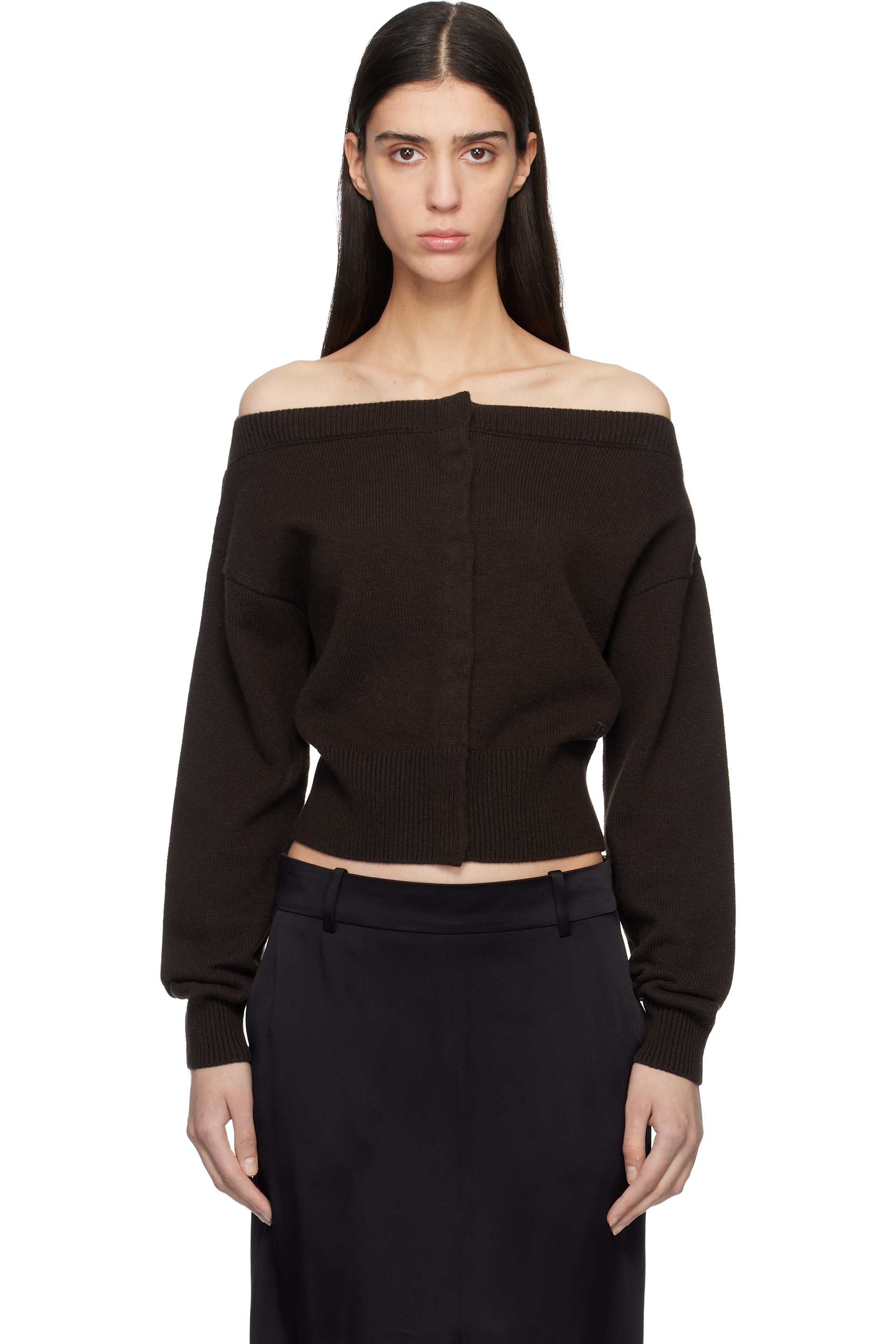 TOM FORD - ブラウン Soft Cashmere Open-Neck Shrunken カーディガン