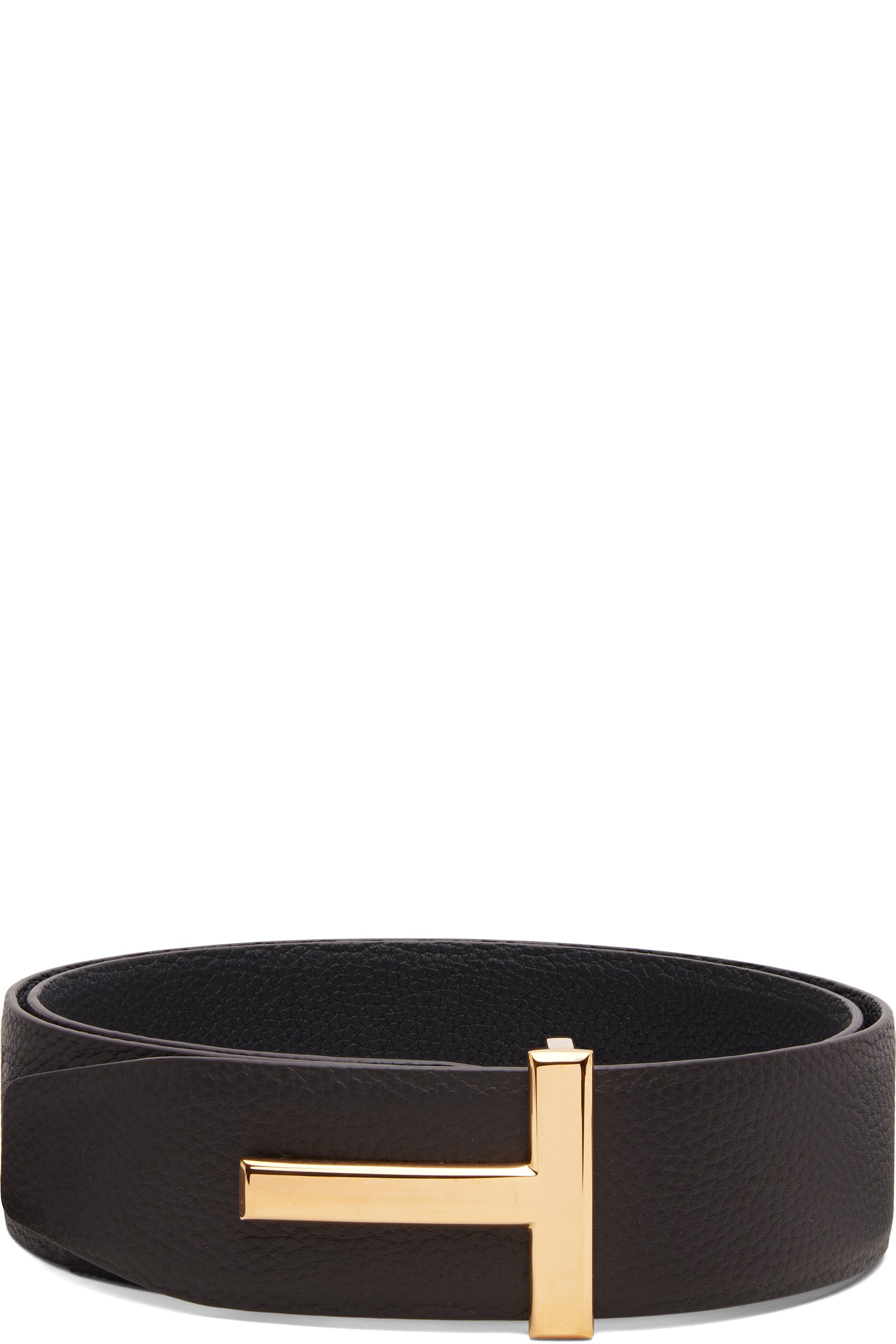 TOM FORD - Brown & Black Grain Leather T Icon Reversible Belt