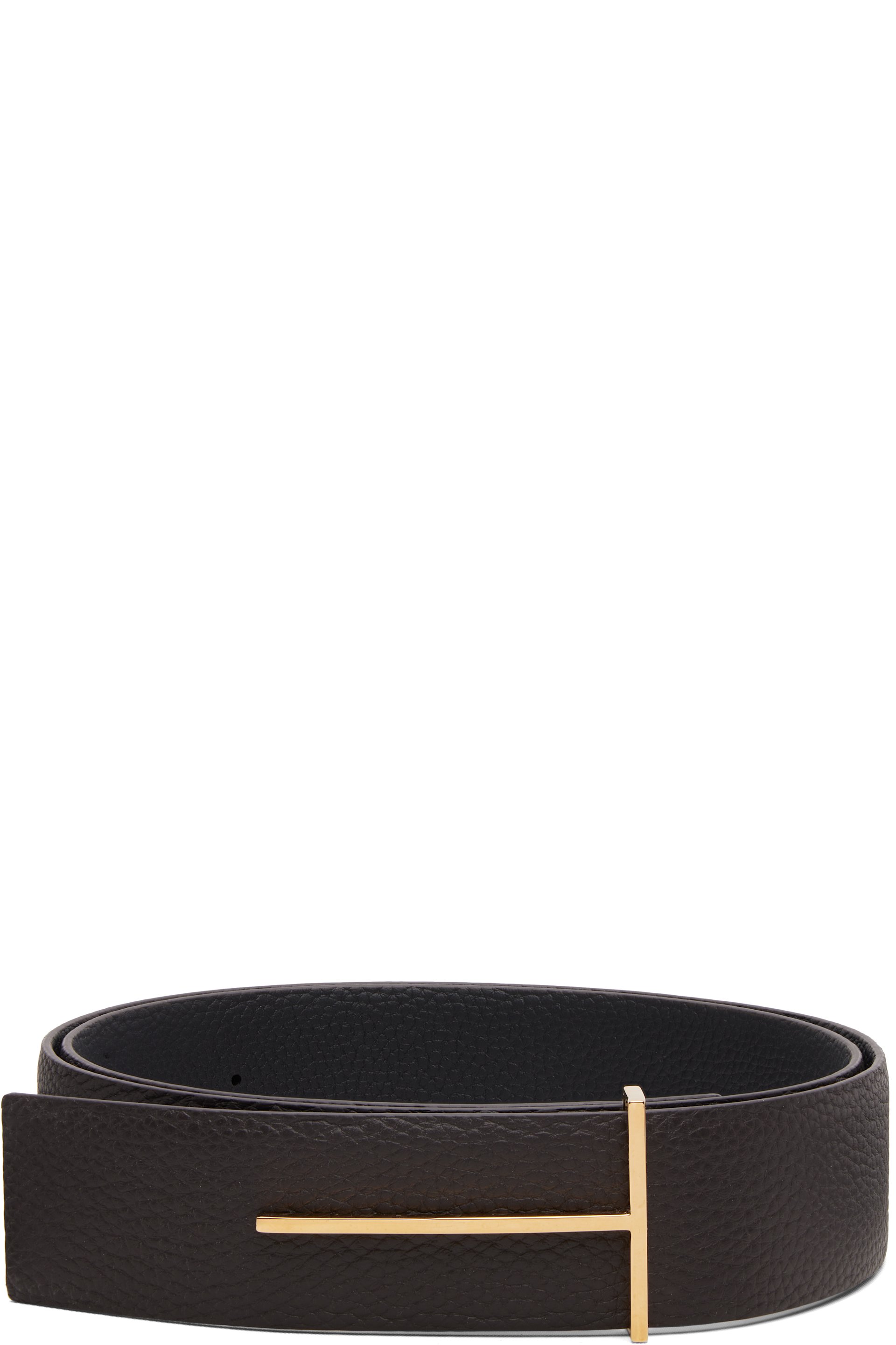 TOM FORD - Brown & Black Grain Leather Slim T Reversible Belt