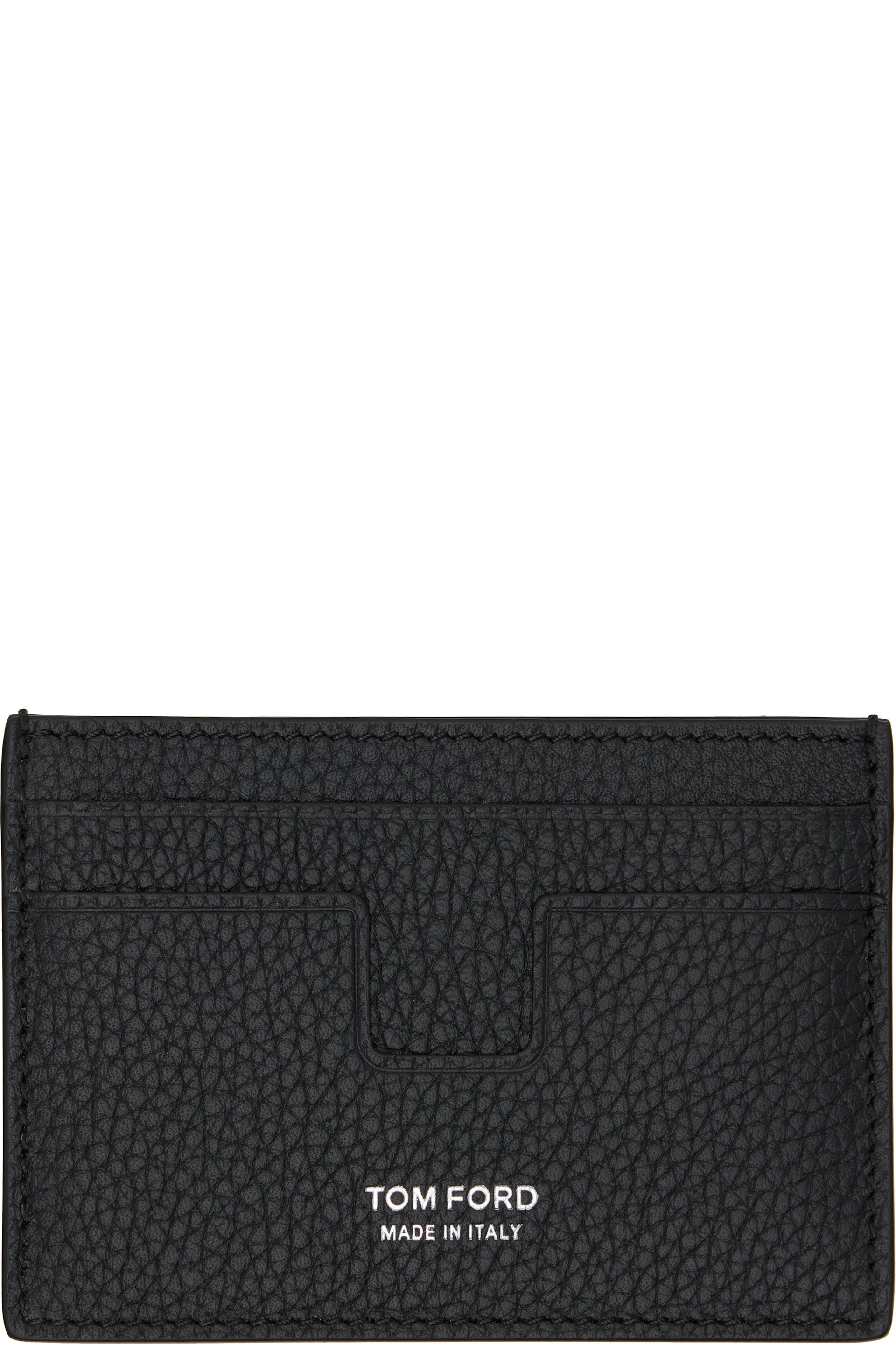 TOM FORD - Black Soft Grain 'T Line' Money Clip Card Holder