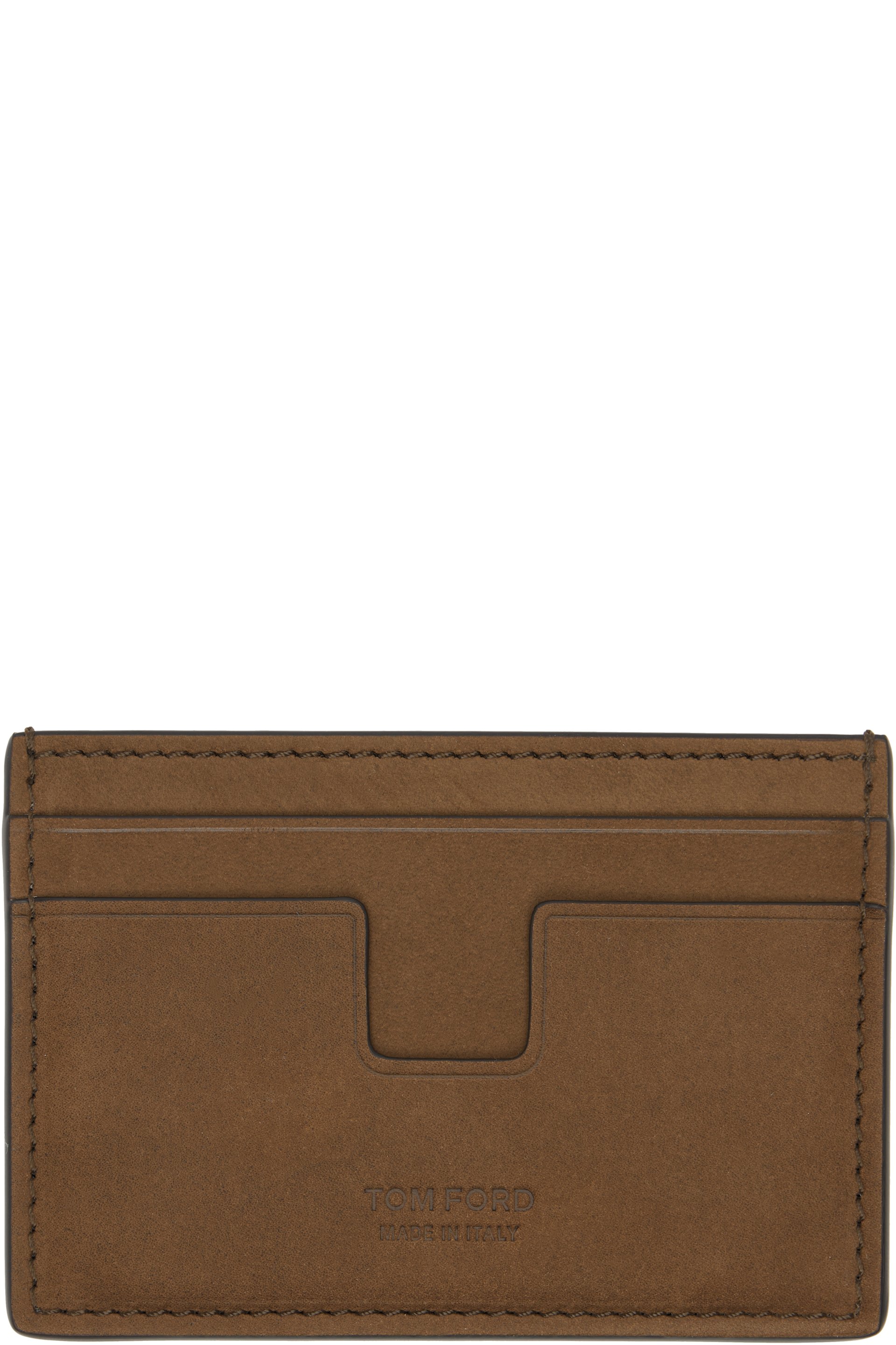 TOM FORD - Brown Nubuck 'T Line' Classic Card Holder