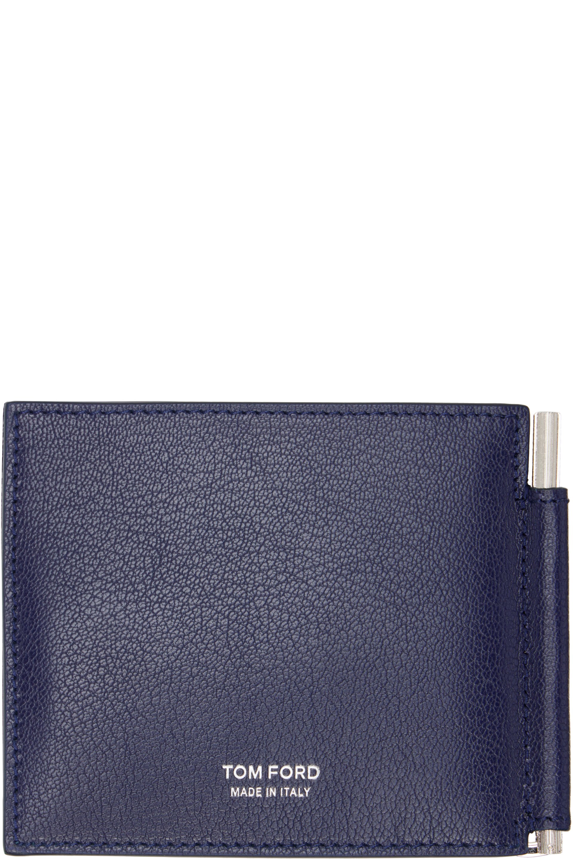 TOM FORD - Navy Elongated T Line Money Clip Wallet