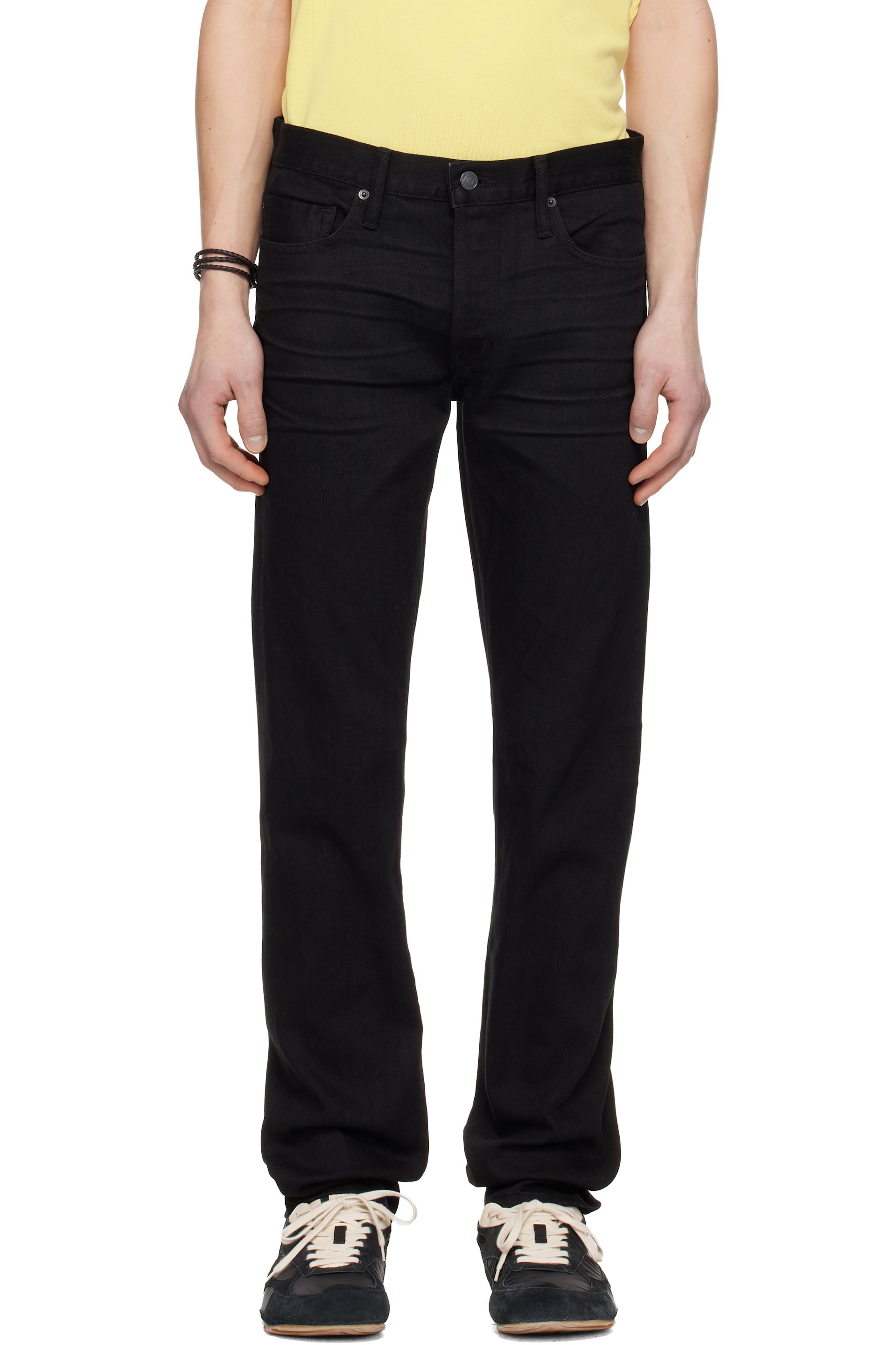 TOM FORD - Black Stretch Selvedge Straight Fit Jeans