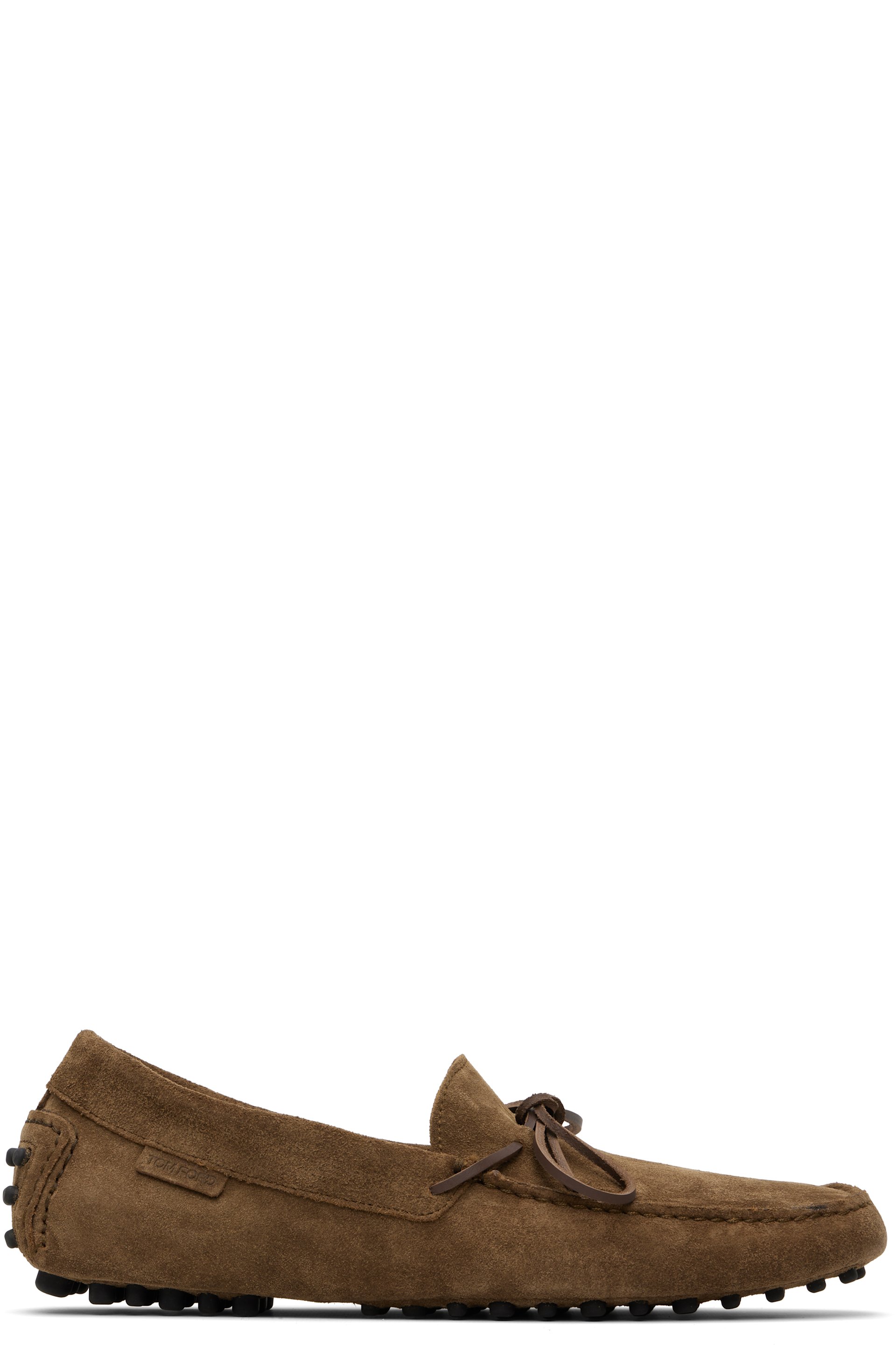 TOM FORD - Taupe Rod Suede Loafers
