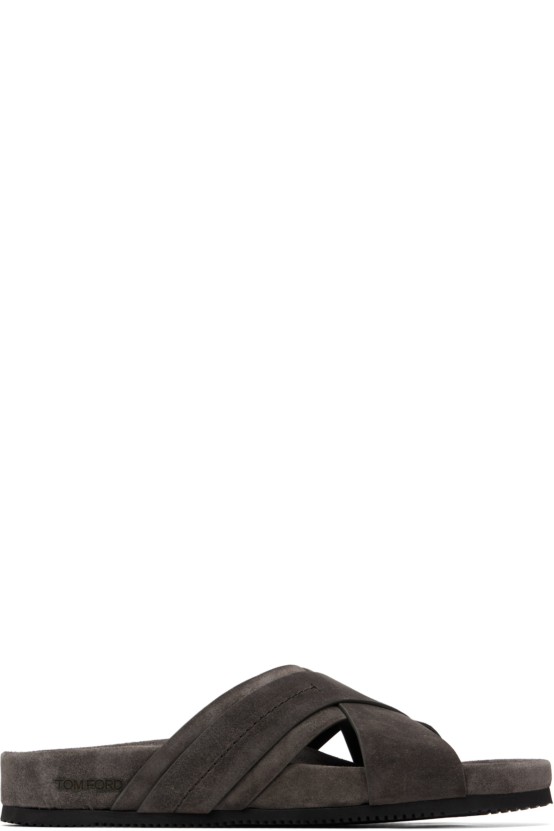 TOM FORD - Gray Suede Wicklow Slides