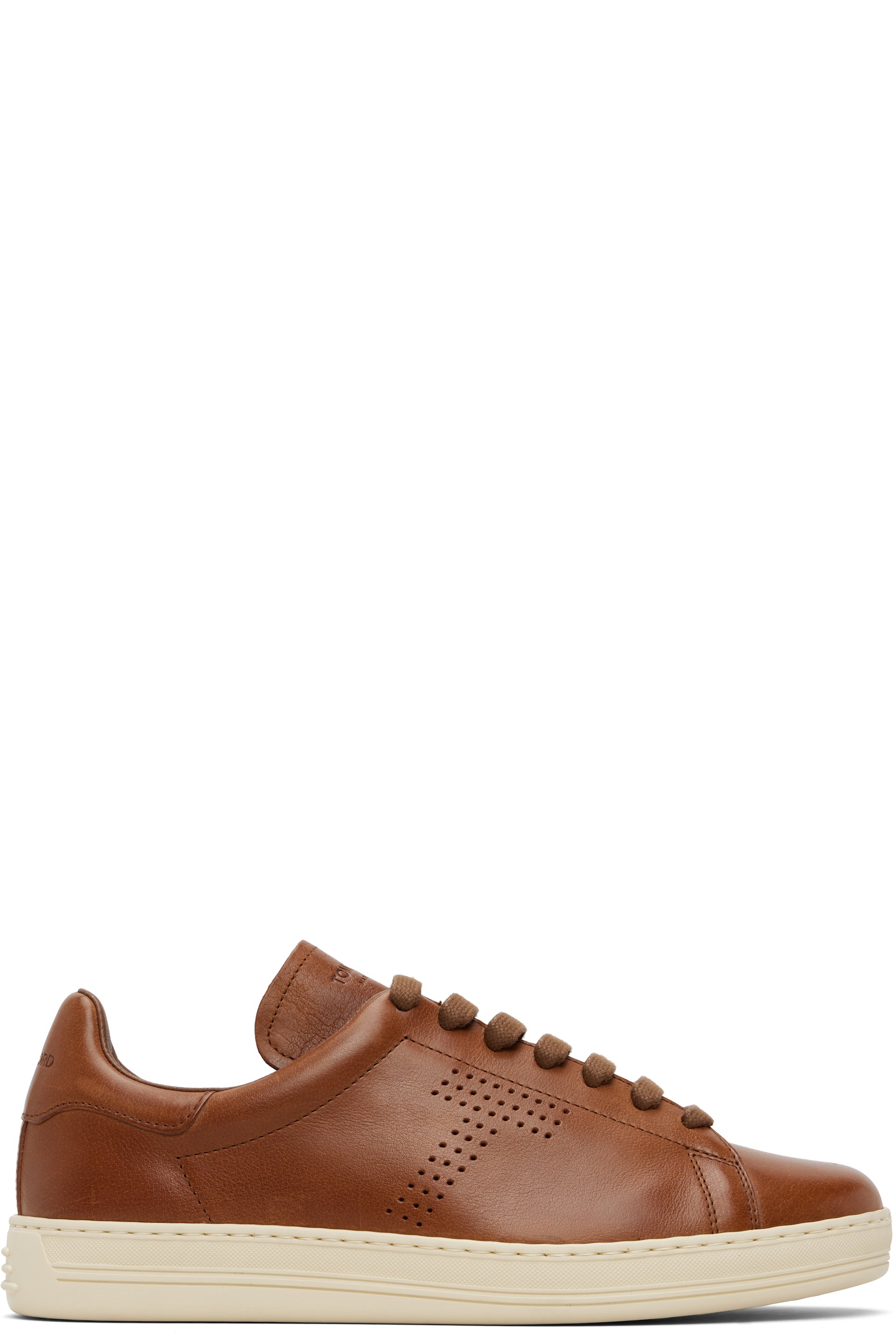 TOM FORD - Brown Grain Leather Warwick Sneakers