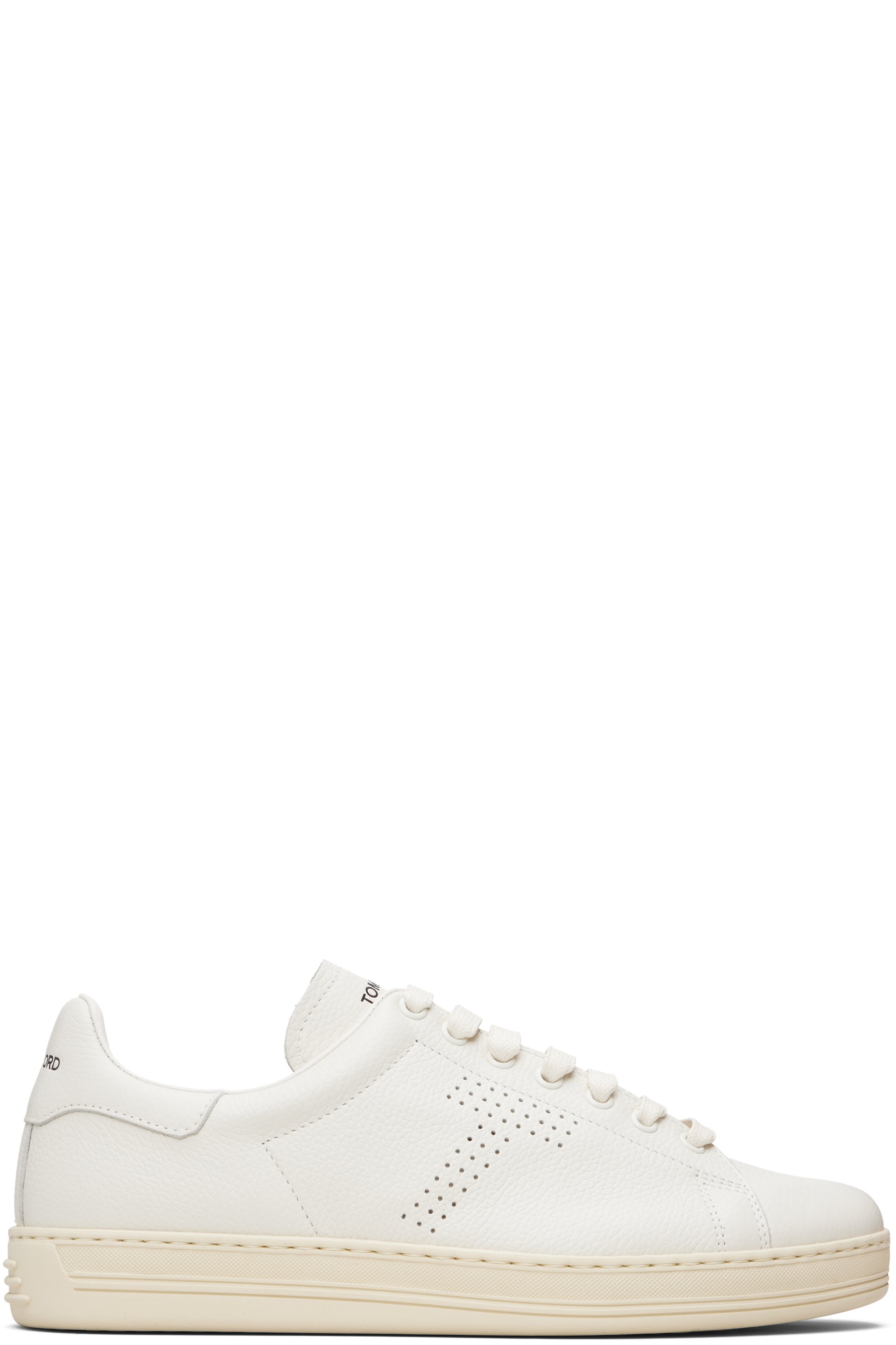 TOM FORD - White Grain Leather Warwick Sneakers