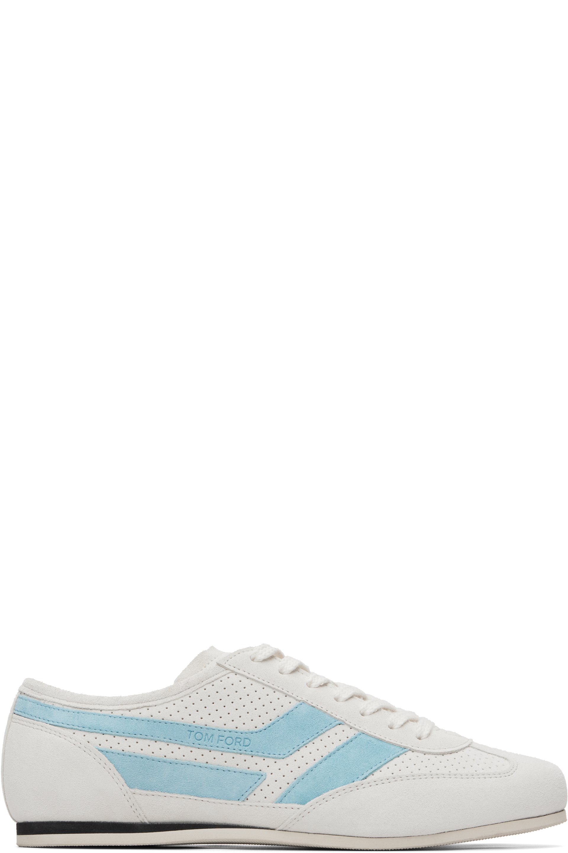 TOM FORD - Off-White Perforated Suede Brook Sneakers