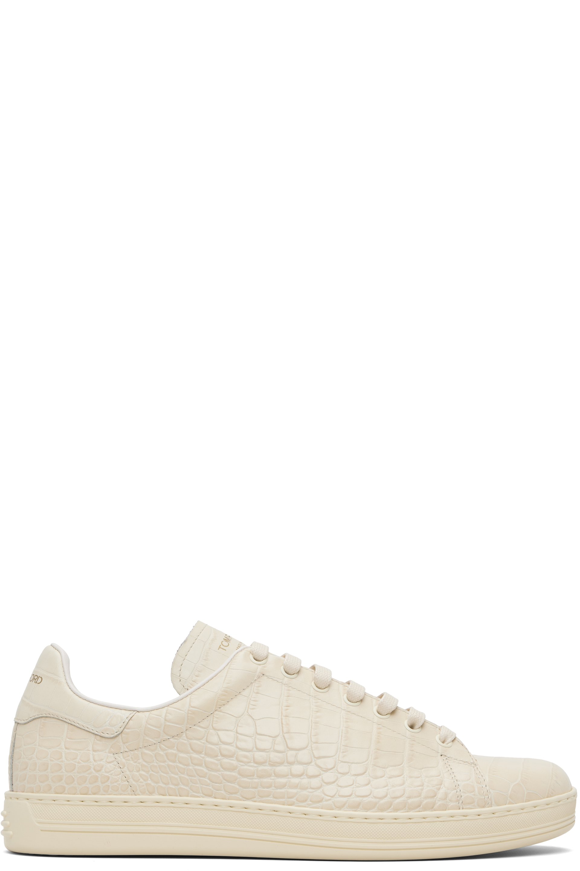 TOM FORD - Off-White Printed Alligator Warwick Sneakers
