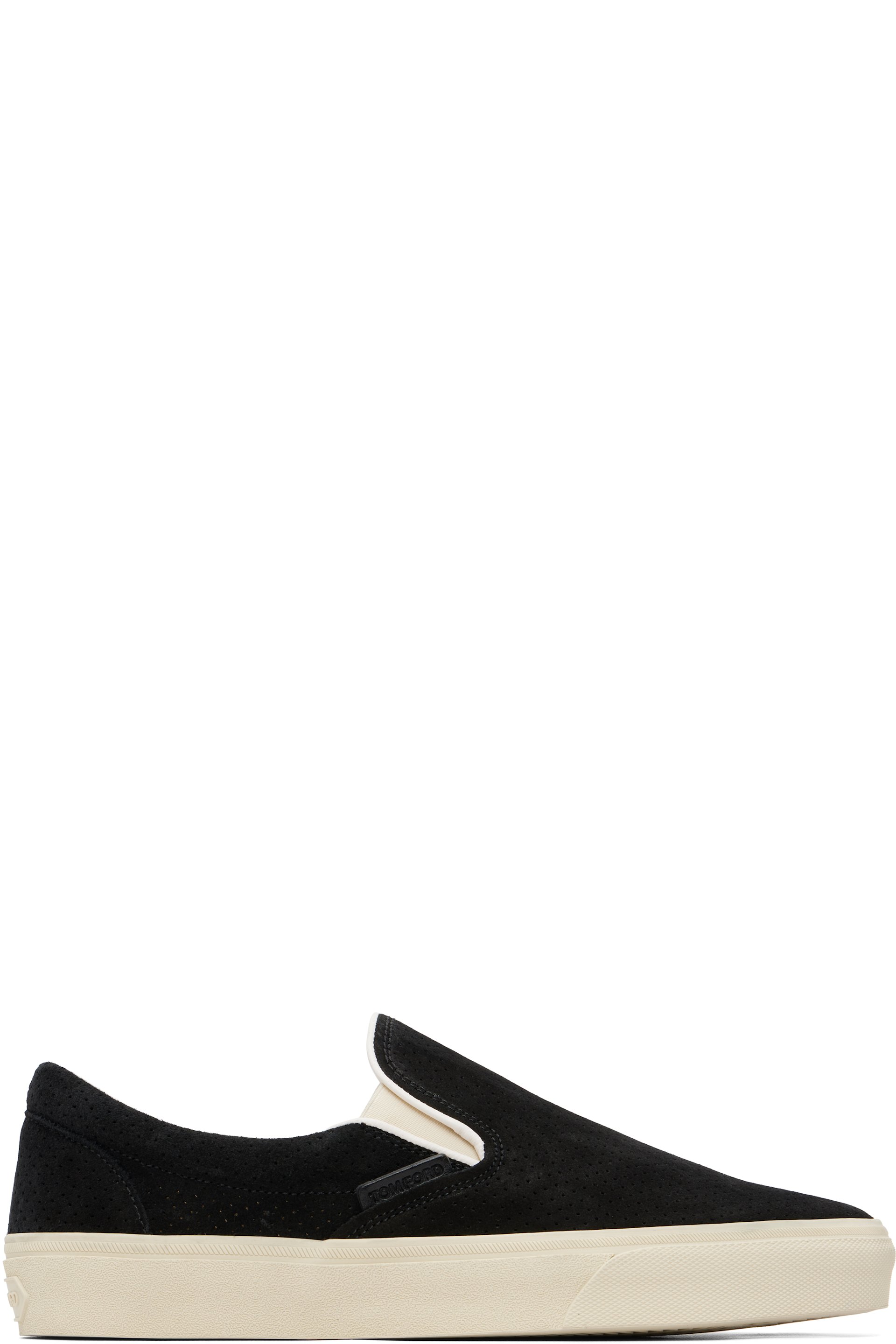 TOM FORD - Black Perforated Suede Jude Slip On Sneakers
