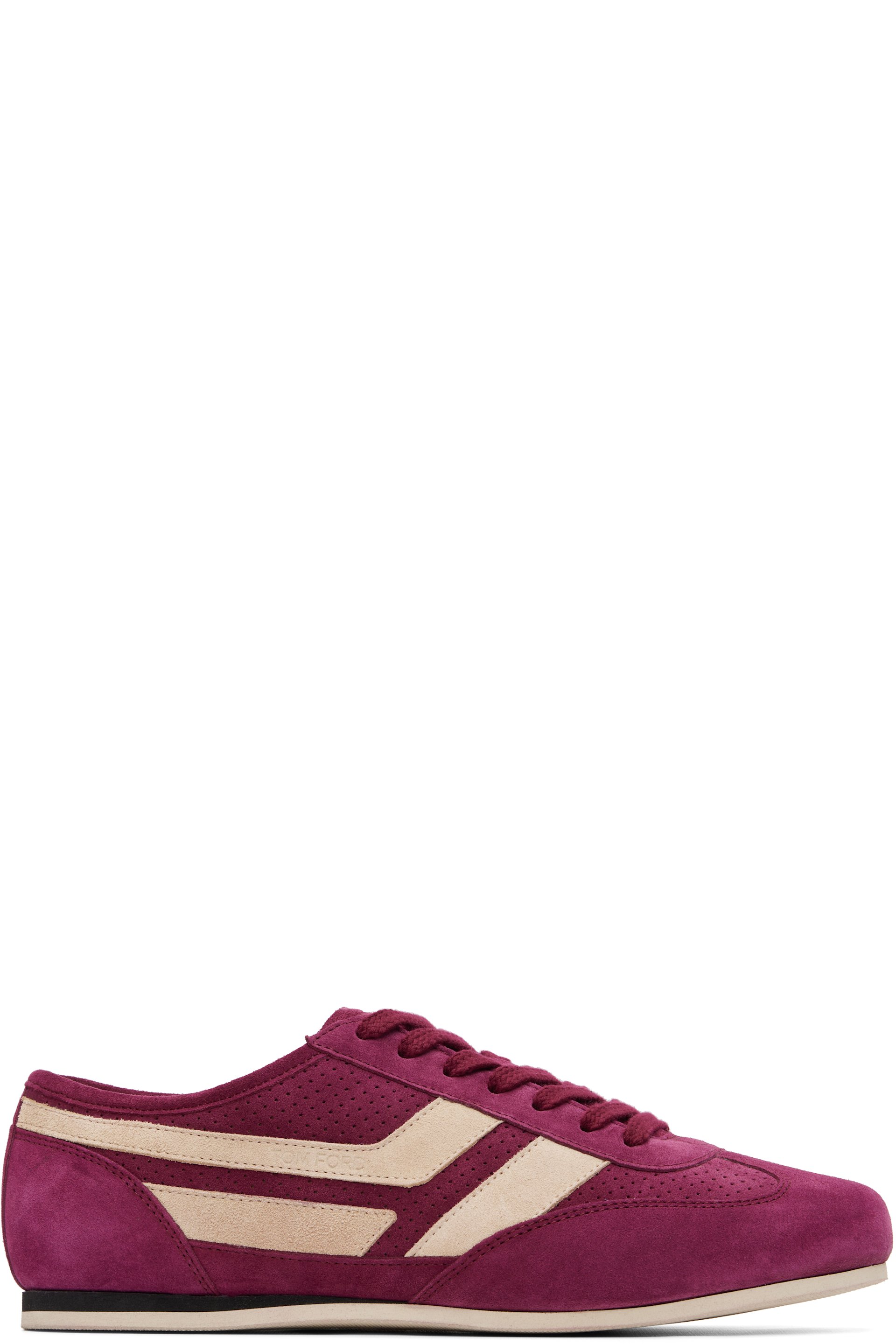 TOM FORD - Purple Perforated Suede Brook Sneakers