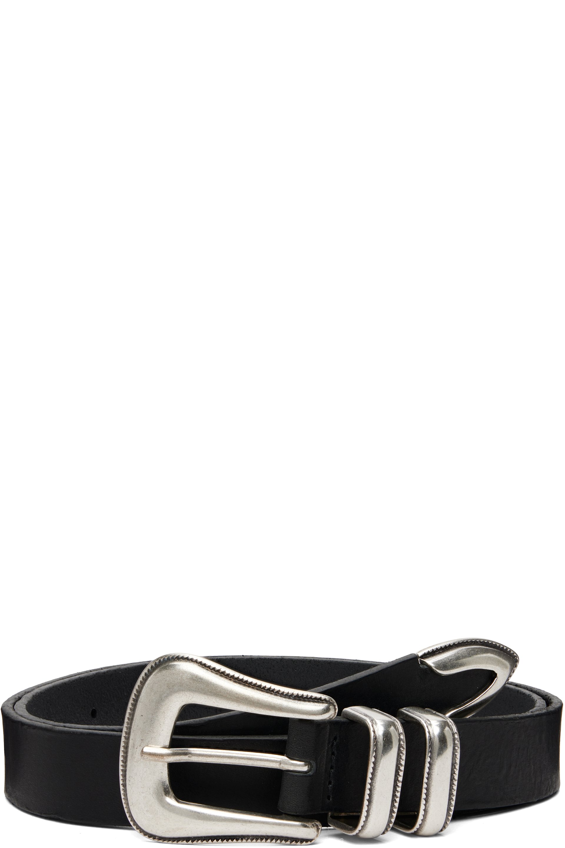 Nudie Jeans - Ceinture western noire à ferrures argentées