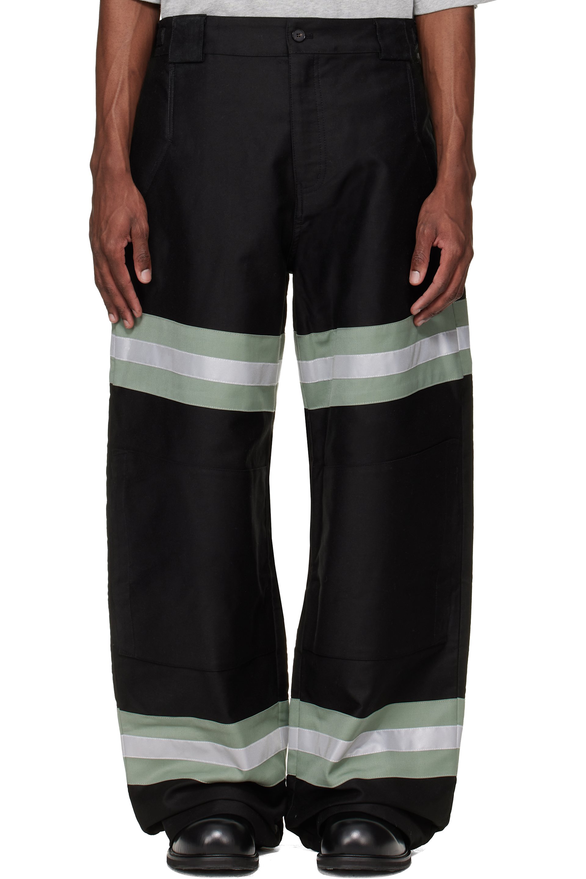 FFFPOSTALSERVICE: Black FF Bunker Trousers | SSENSE