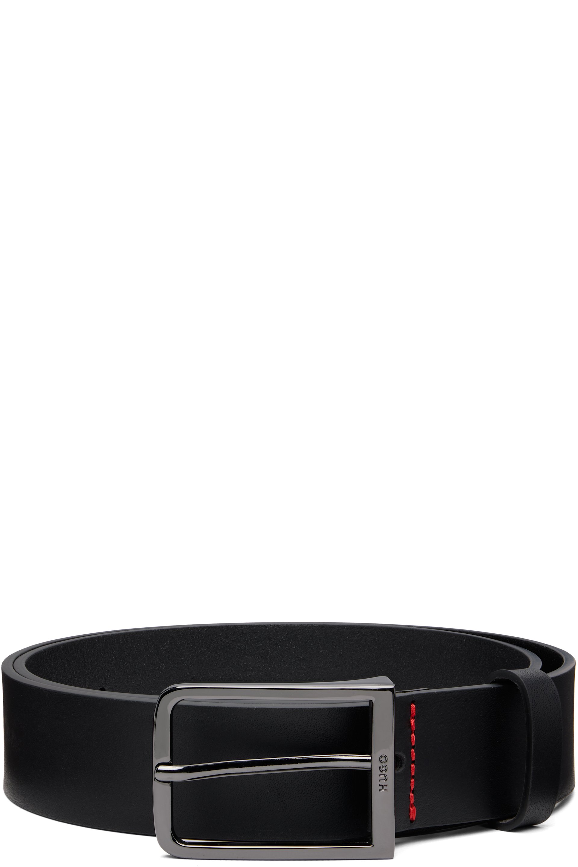 Hugo - Ceinture noire en cuir à boucle à logo