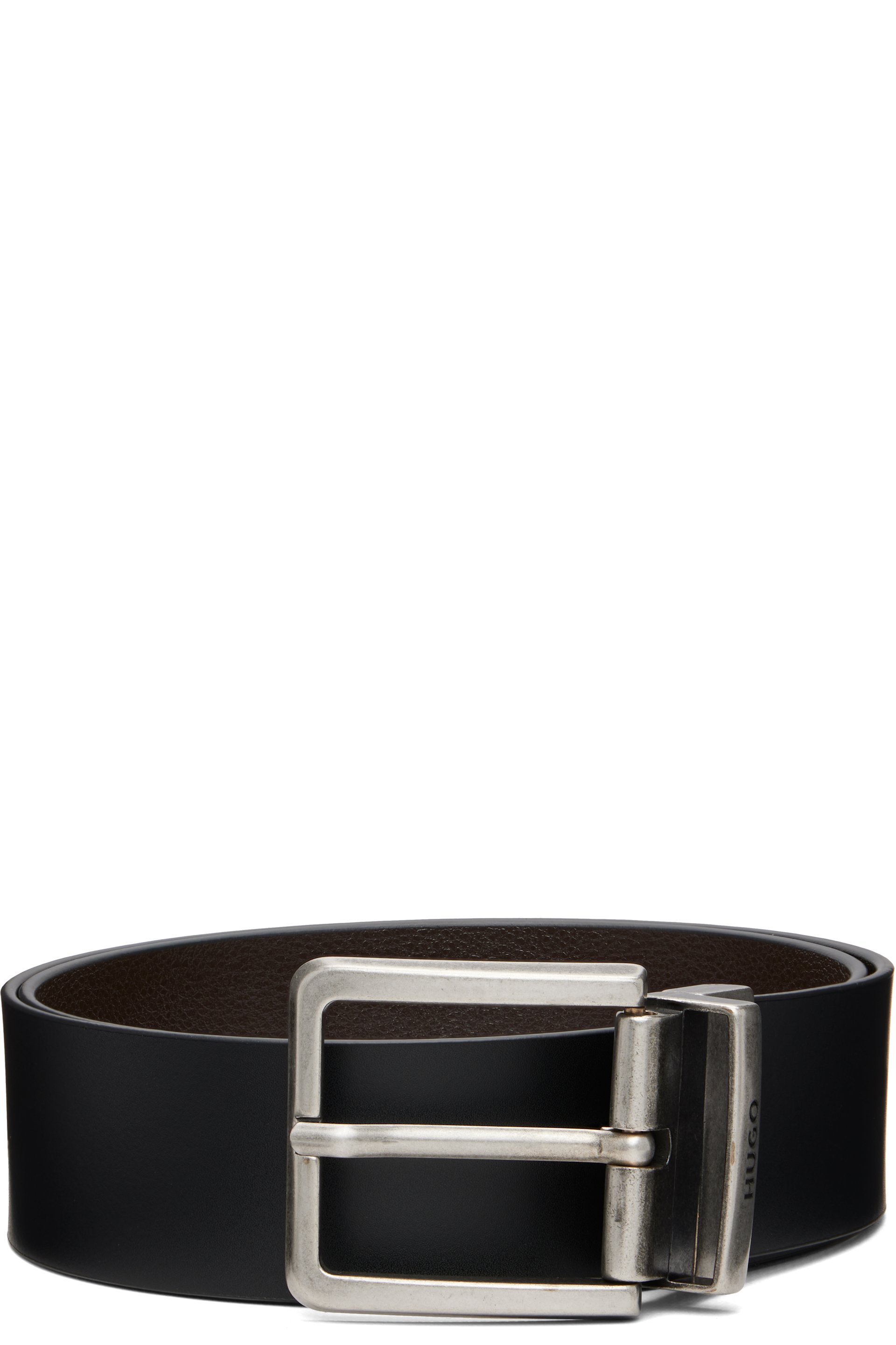 Hugo - Ceinture noire en cuir poncé