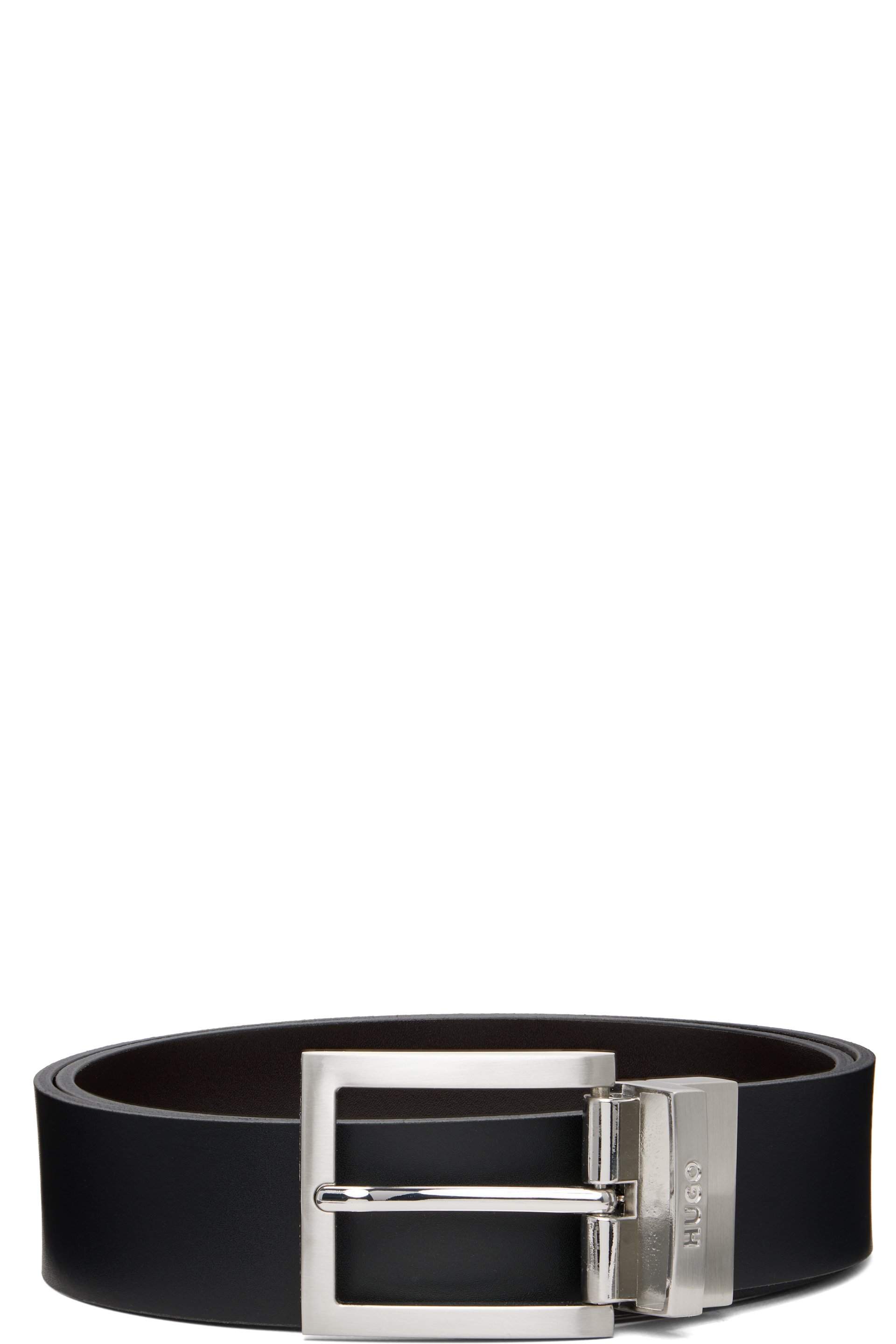 Hugo - Ceinture noire en cuir poncé