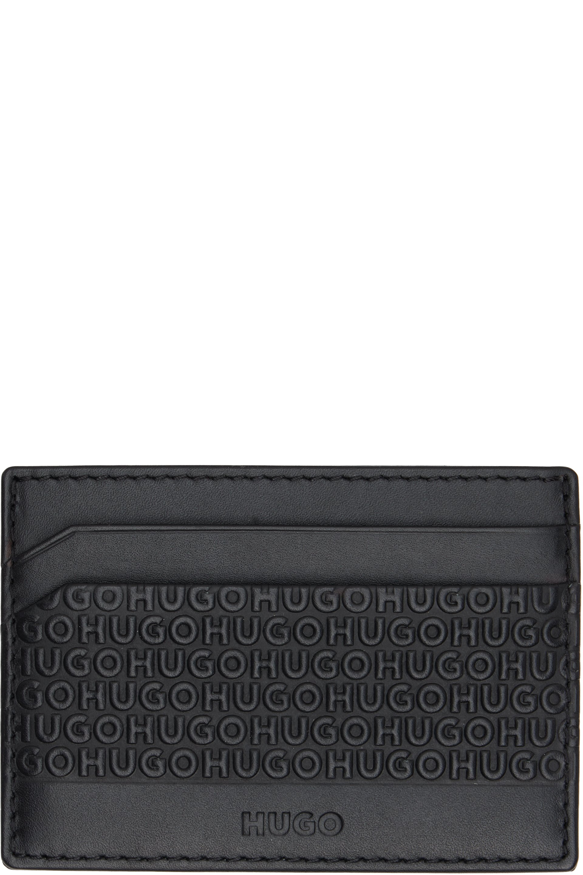 Hugo - Black Logo-Pattern Leather Card Holder