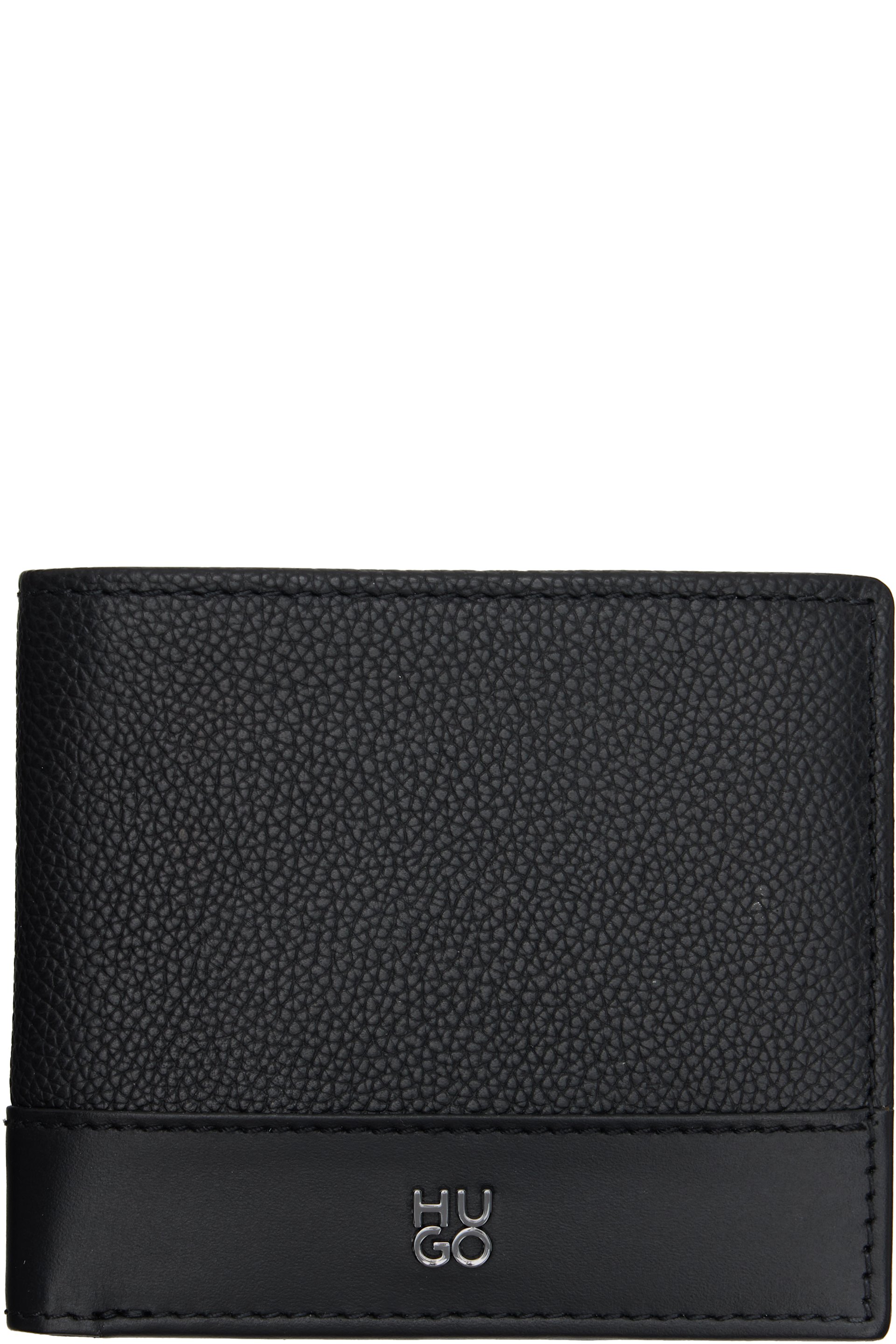 Hugo - Black Stacked-Logo Leather Wallet