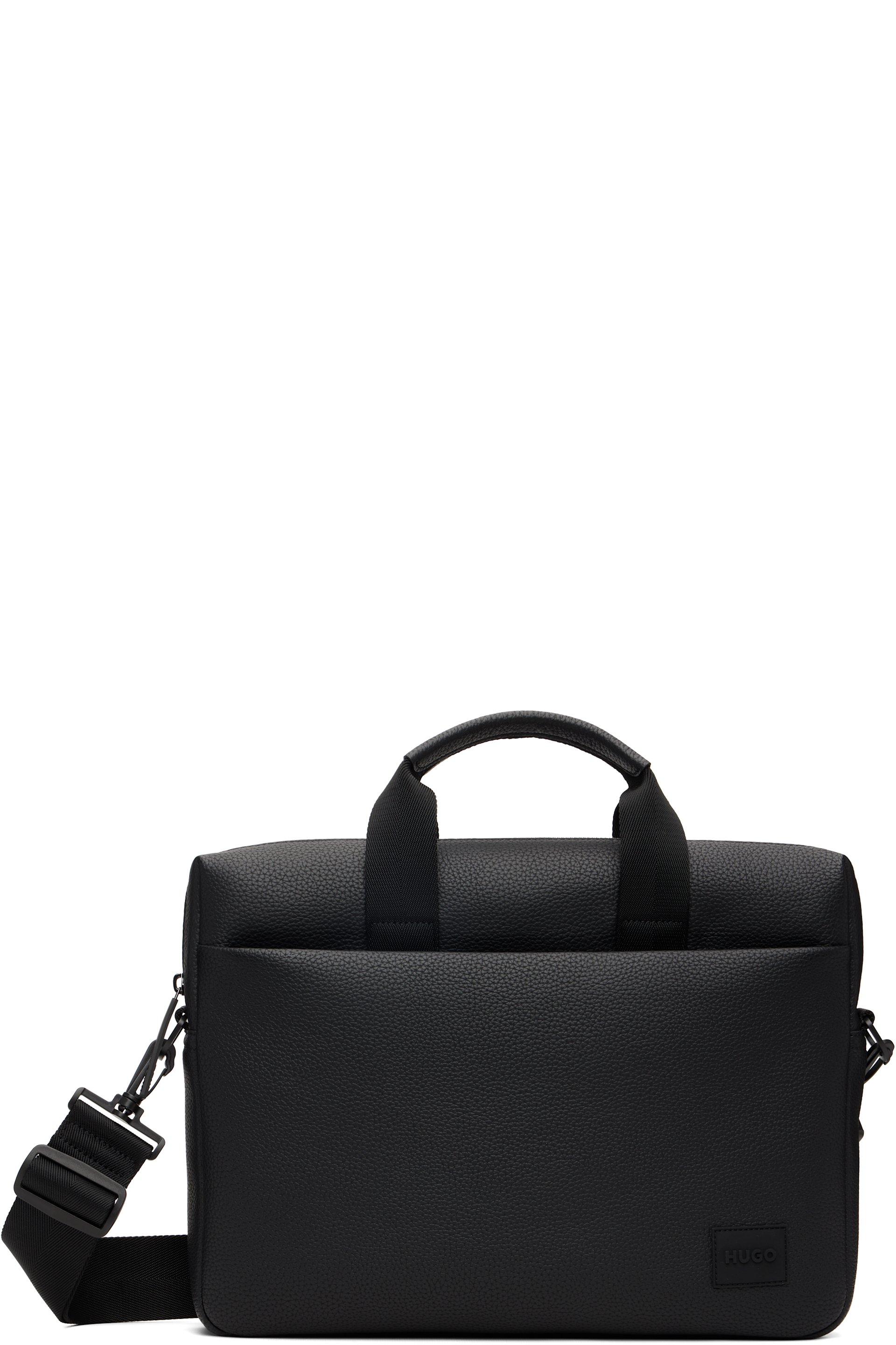 Hugo - Black Stacked Logo Briefcase