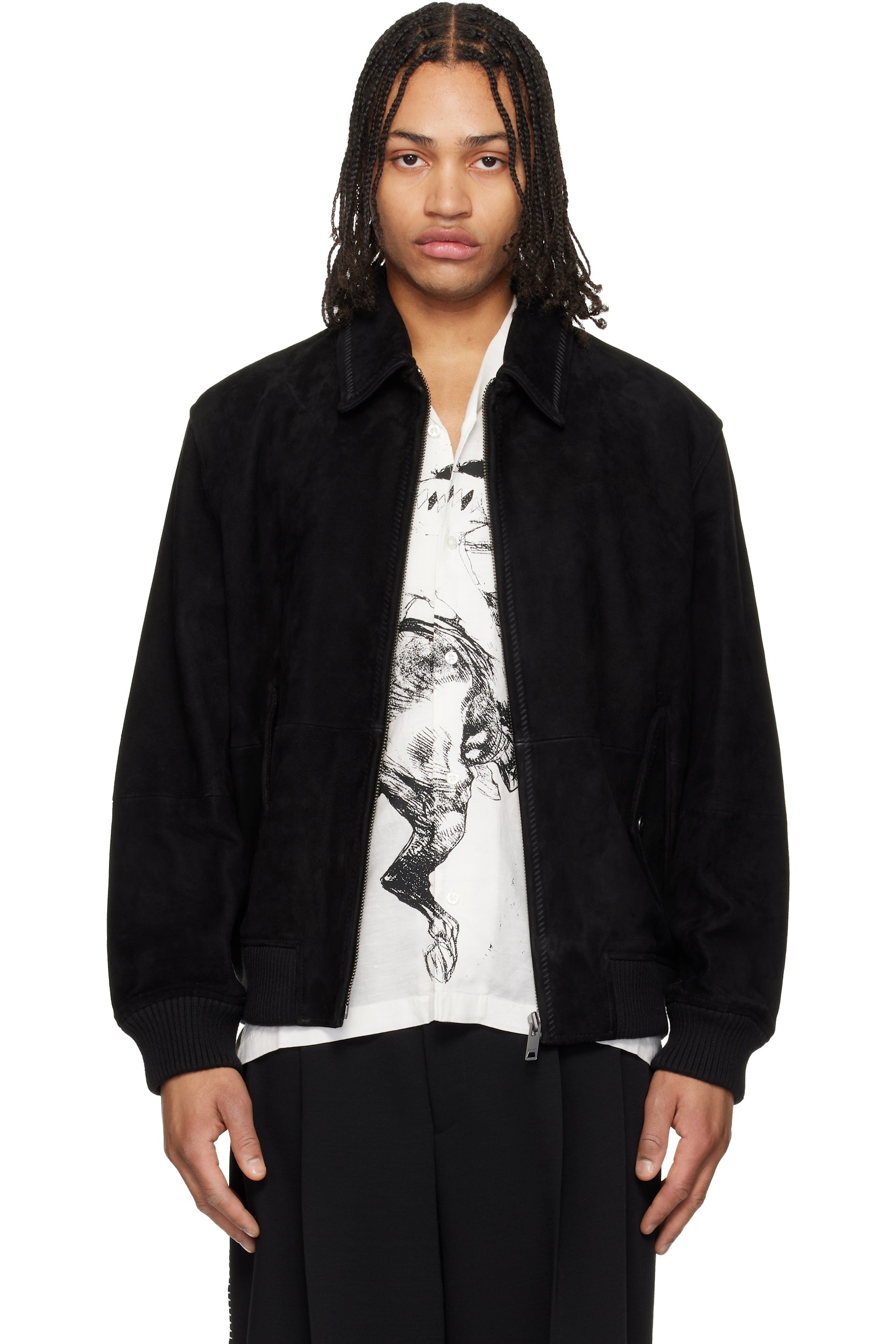 Hugo: Black Extra-Slim-Fit Soft Suede Jacket | SSENSE Canada