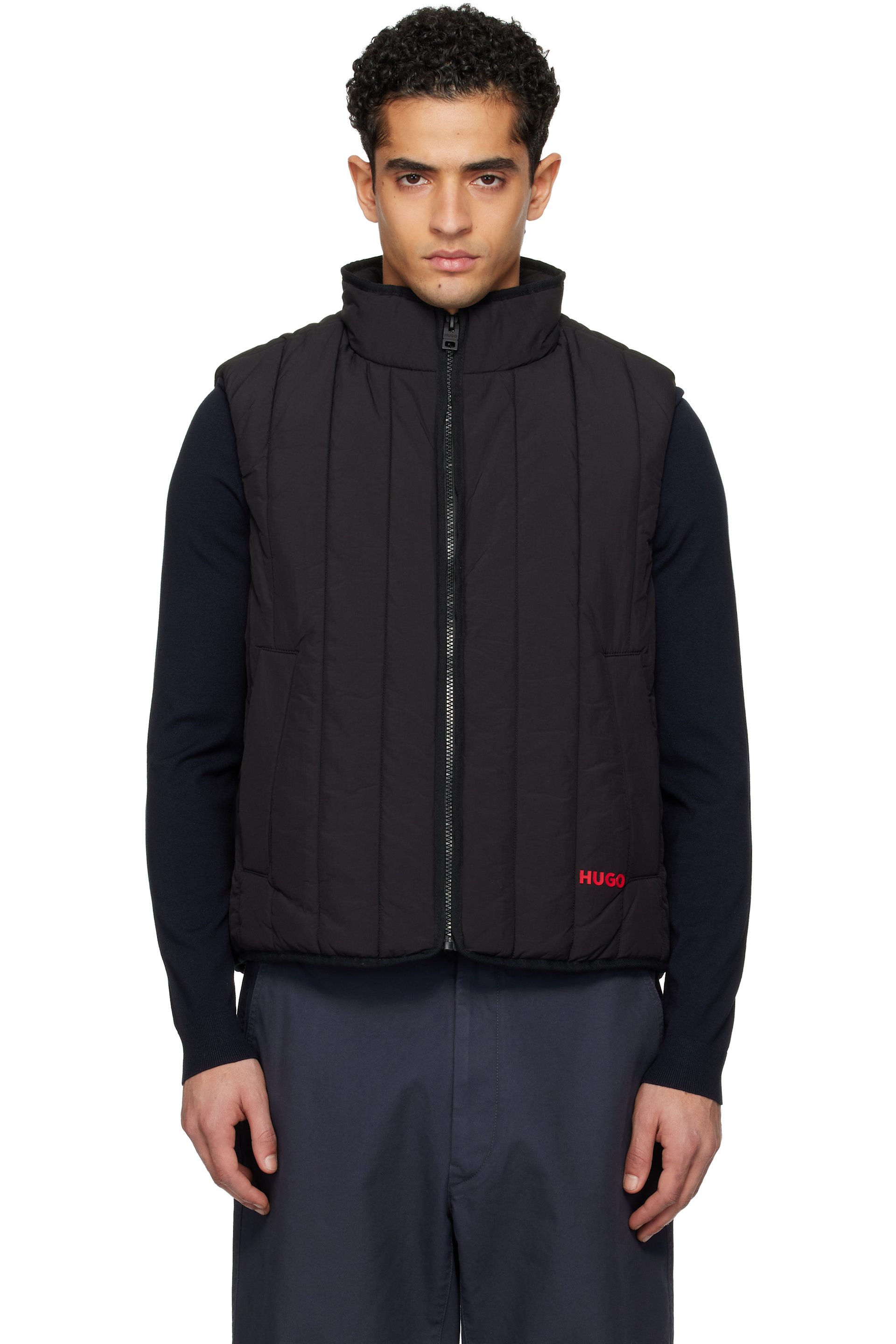 Hugo - Black Lightweight Vertical Quilting Vest