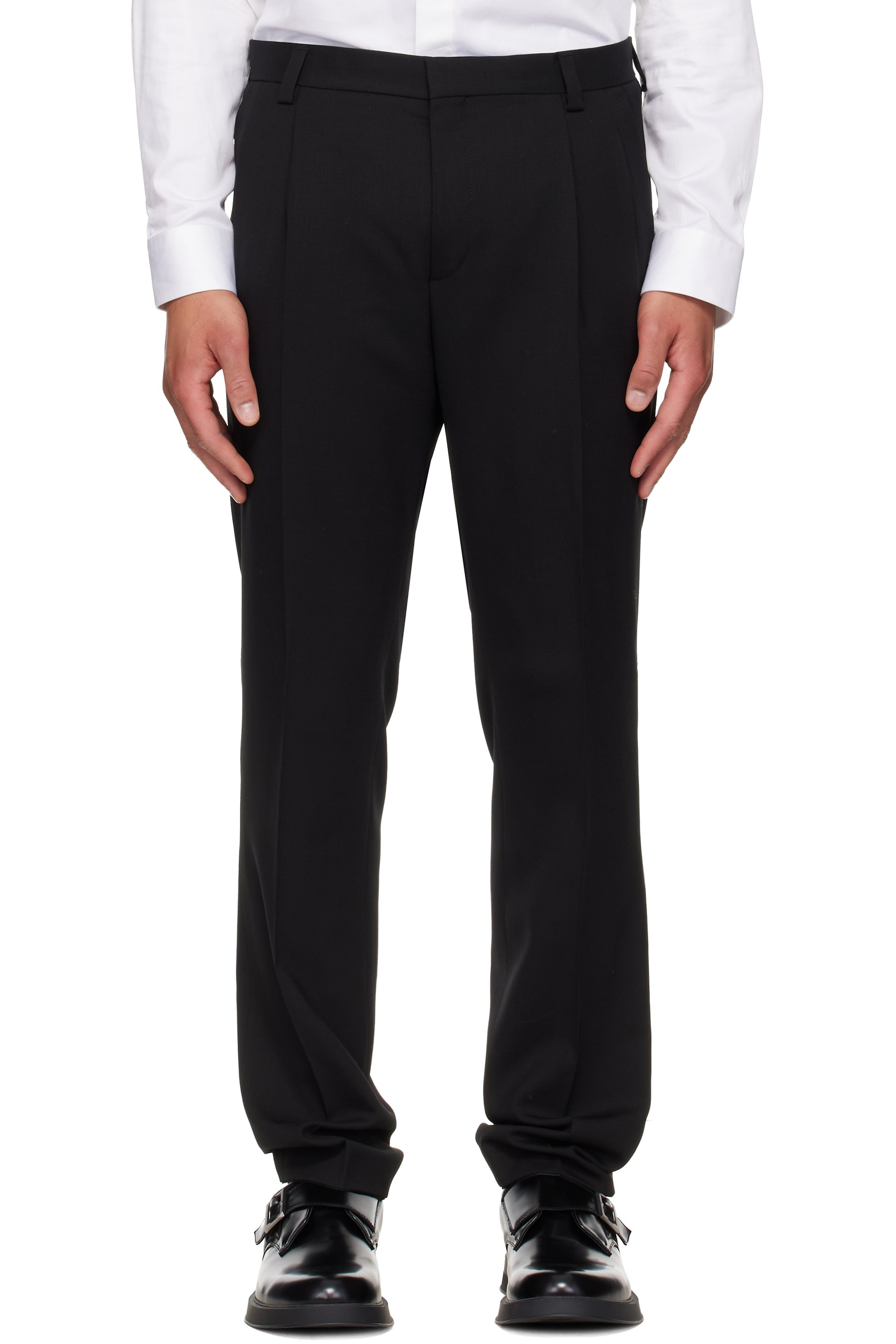 Hugo - ブラック Extra-Slim-Fit ウールブレンド ツイル トラウザーズ