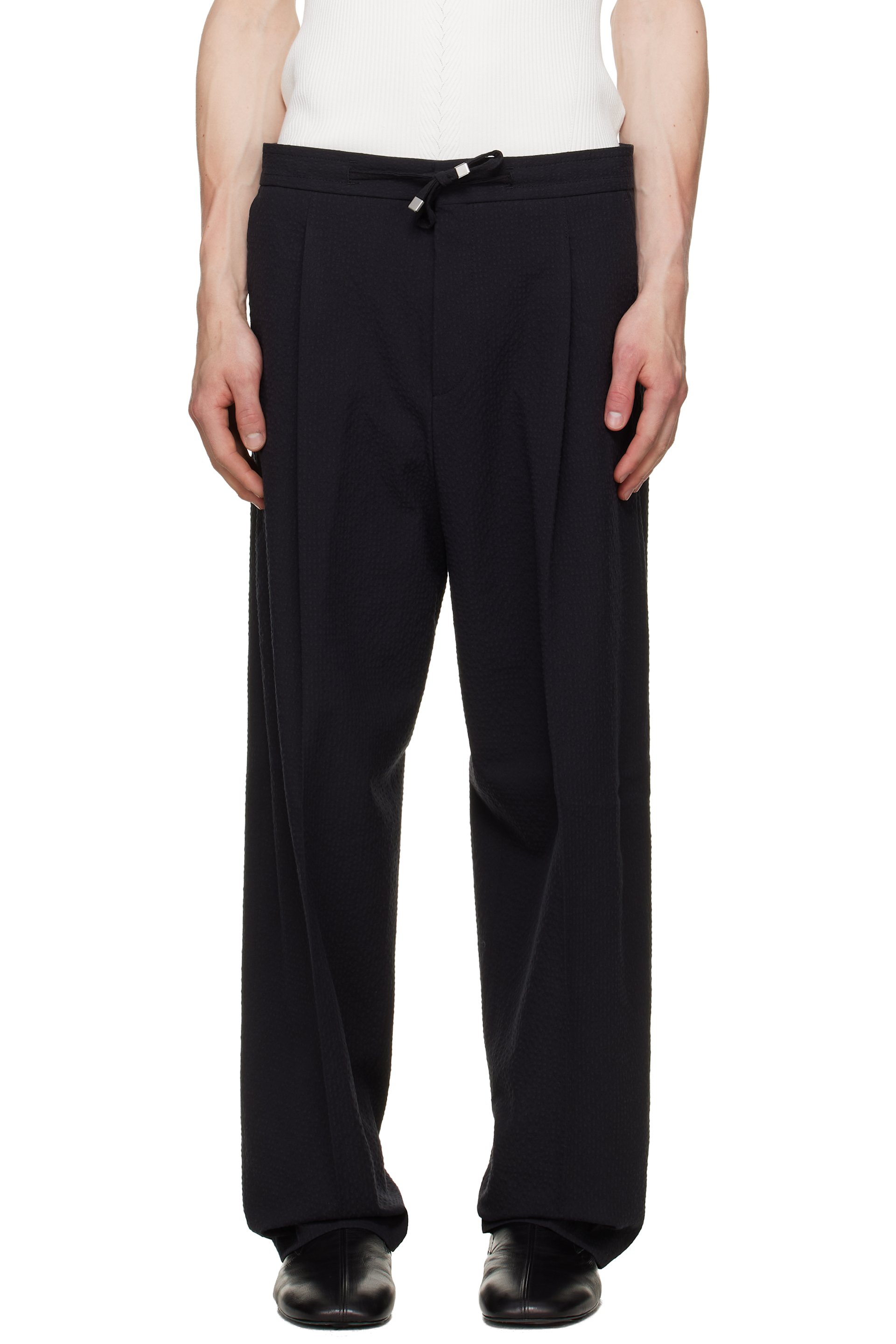 Hugo - Black Modern-Fit Seersucker Trousers