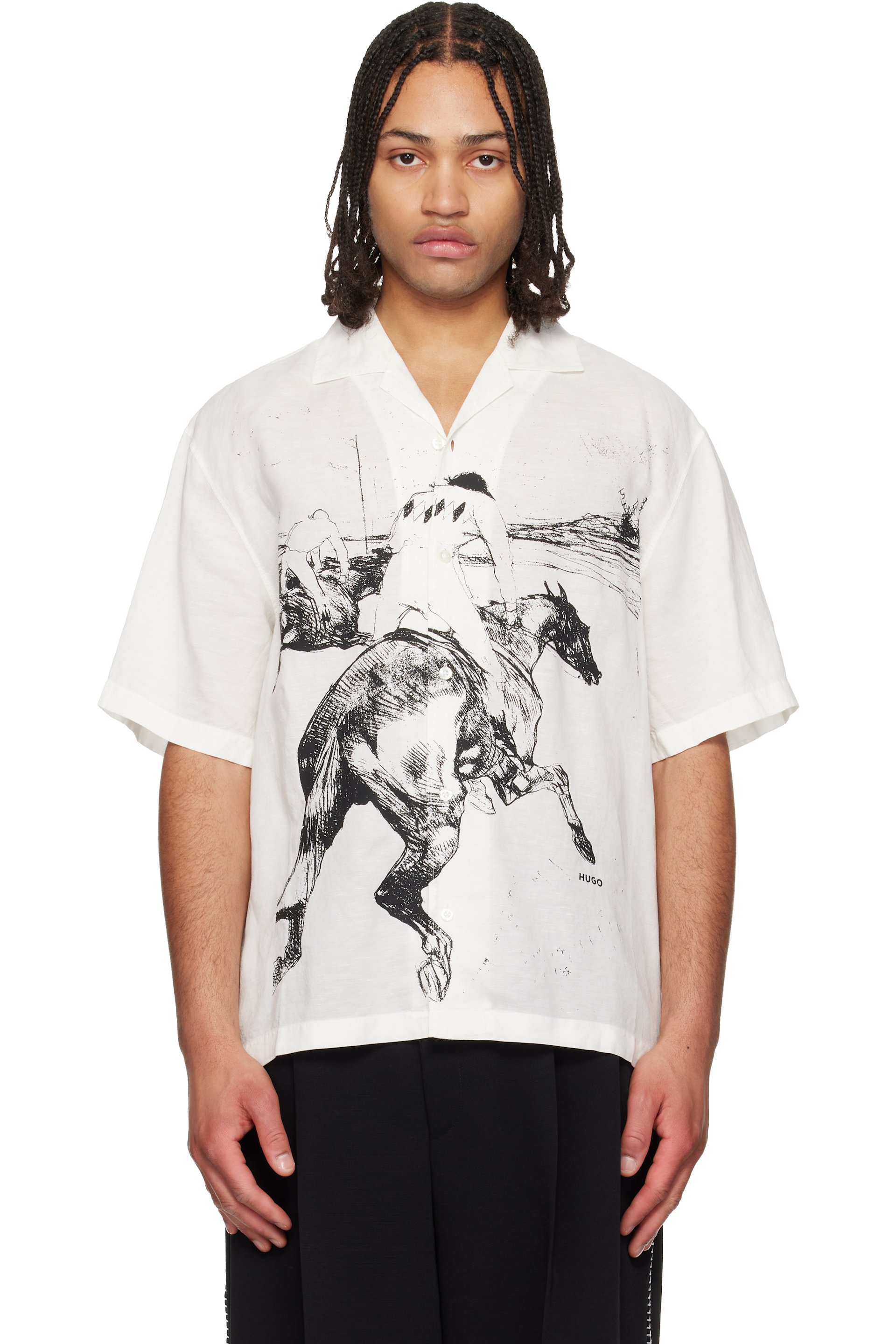 Hugo - オフホワイト Printed-Graphic シャツ