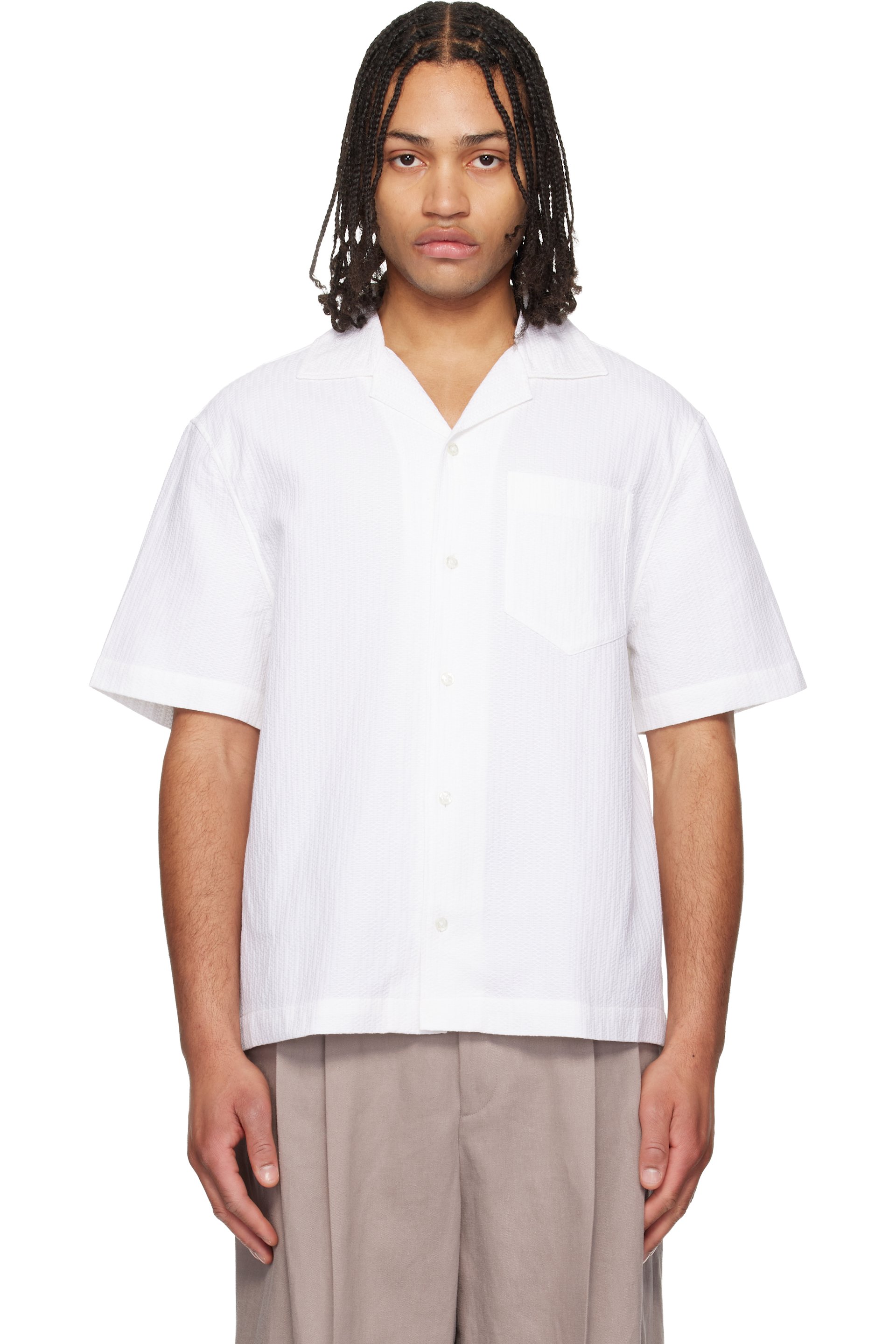 Hugo - ホワイト Oversized-Fit ストラクチャード コットン シャツ