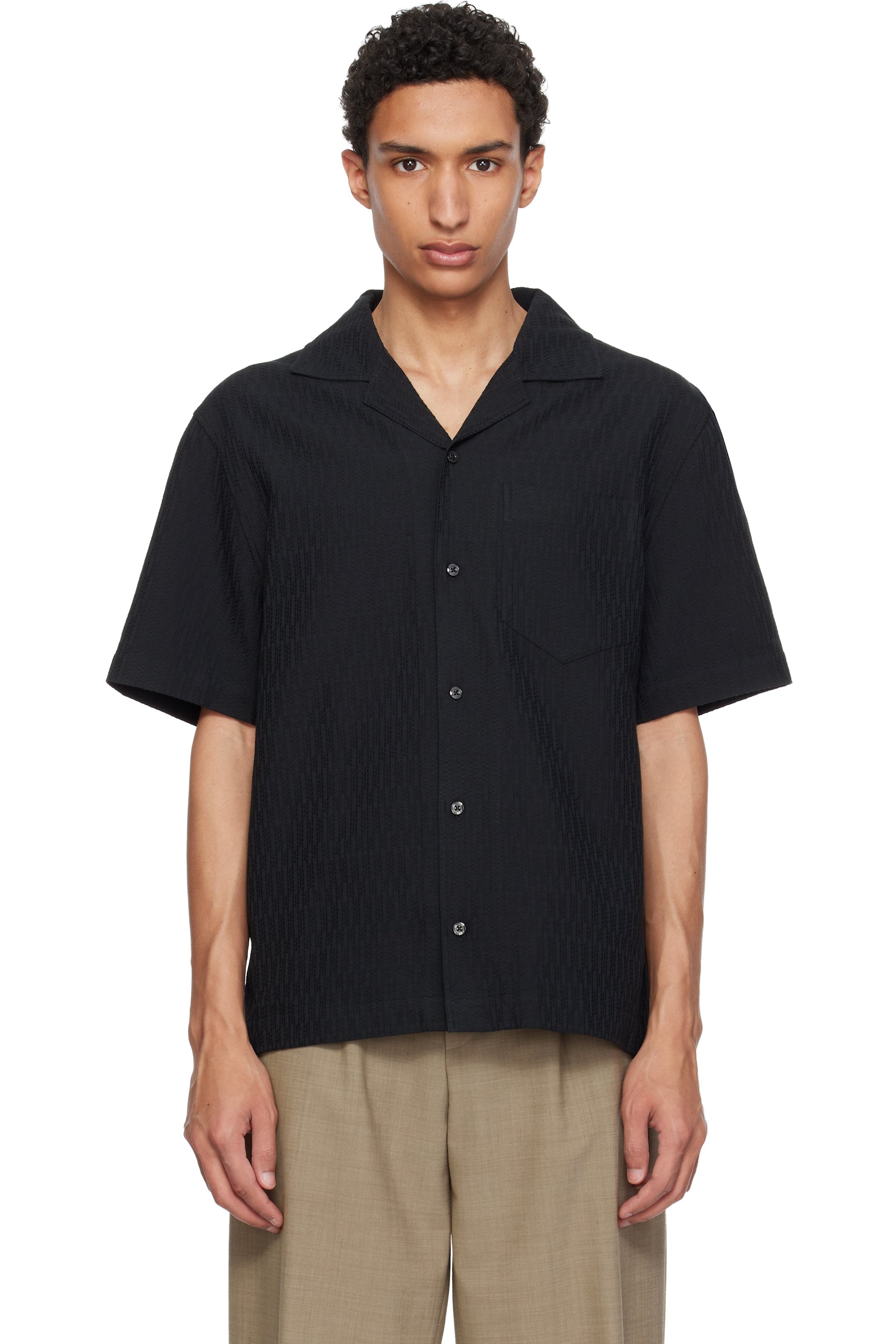 Hugo - ブラック Oversized-Fit ストラクチャード コットン シャツ