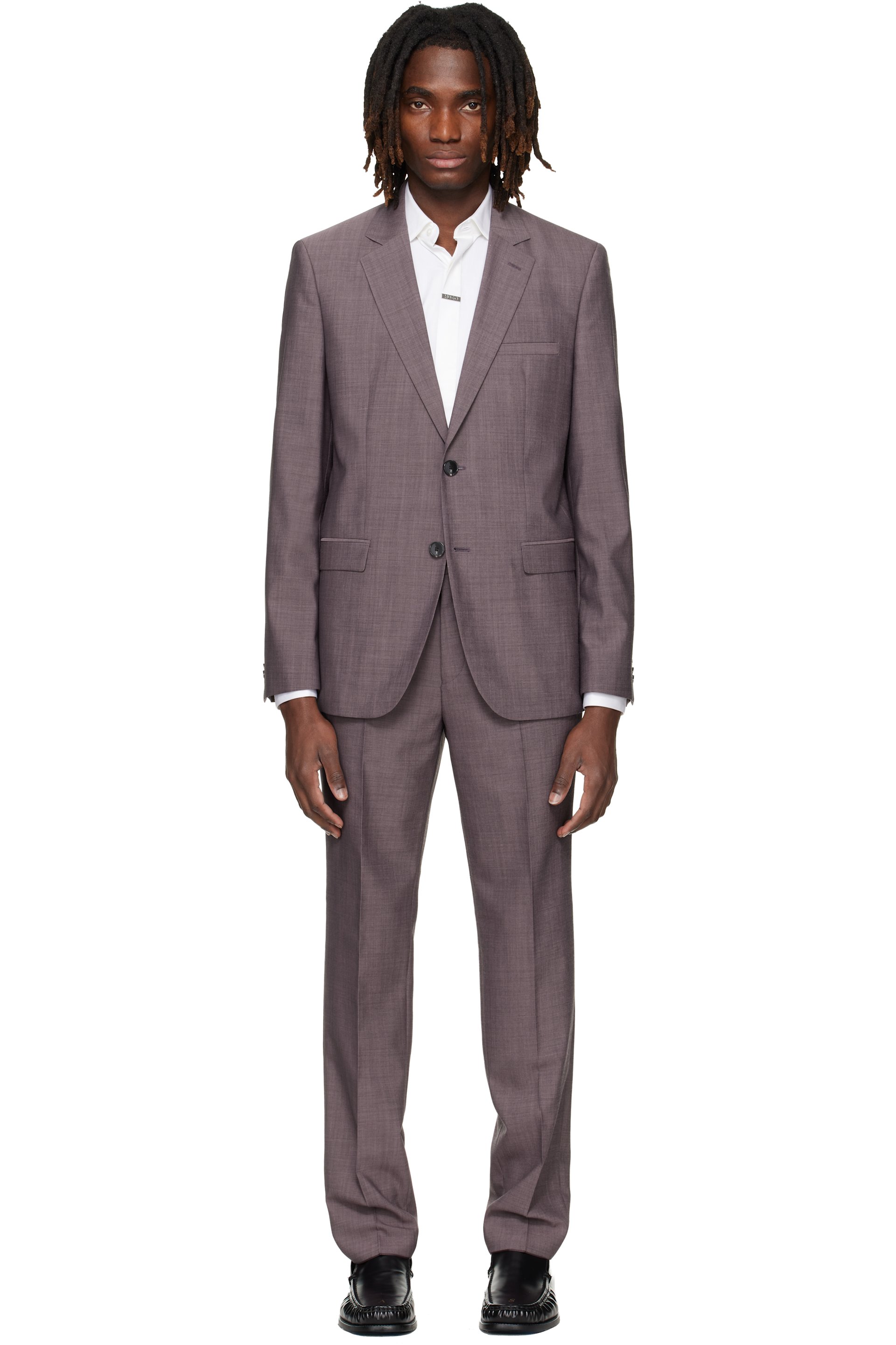 Hugo: パープル Two-Piece Extra-Slim-Fit ウールブレンド スーツ