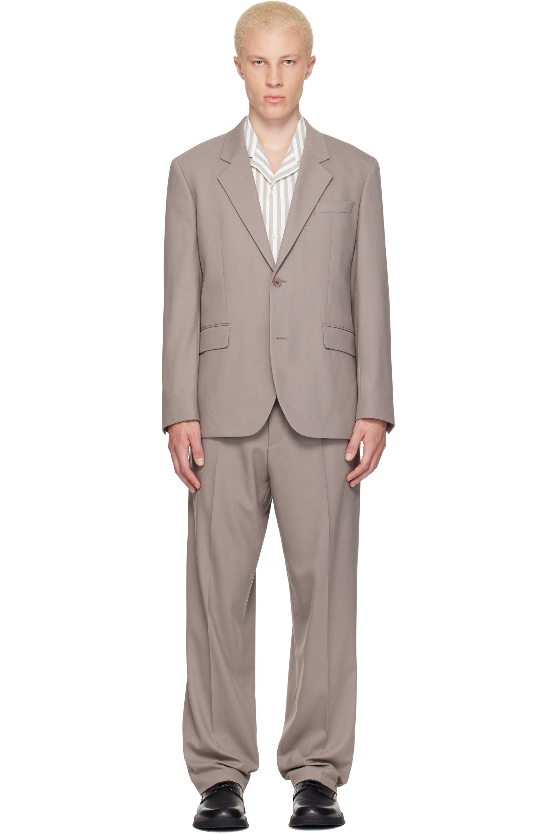 Hugo - Taupe Two-Piece Modern-Fit Stretch Twill Suit