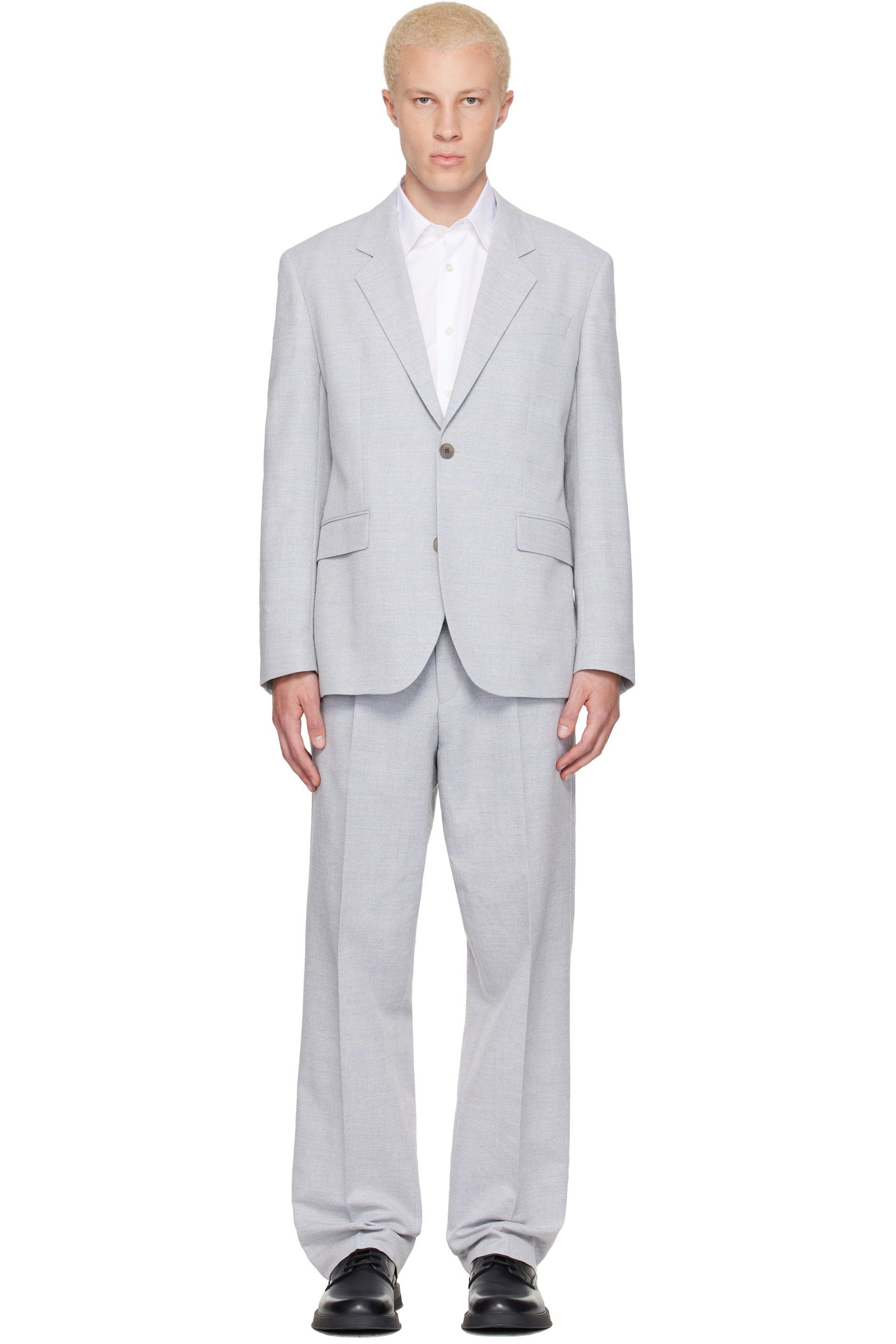 Hugo - Blue Two-Piece Modern-Fit Herringbone Twill Suit