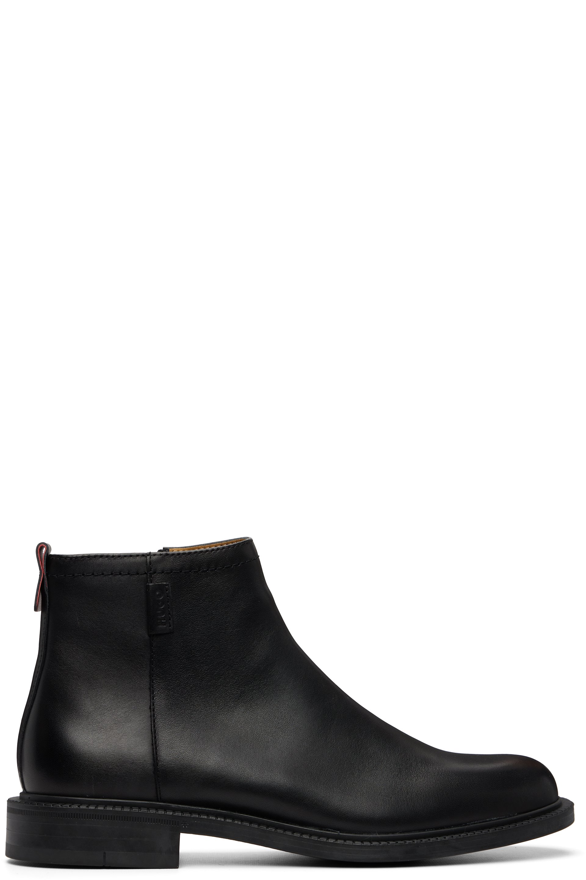 Hugo - Black Leather Logo Trim Boots