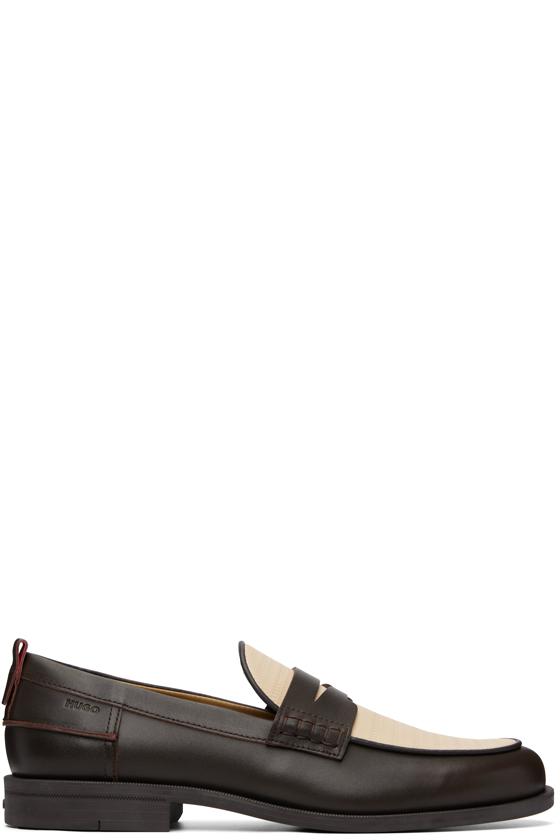 Hugo - Brown Crocodile Vamp Leather Loafers