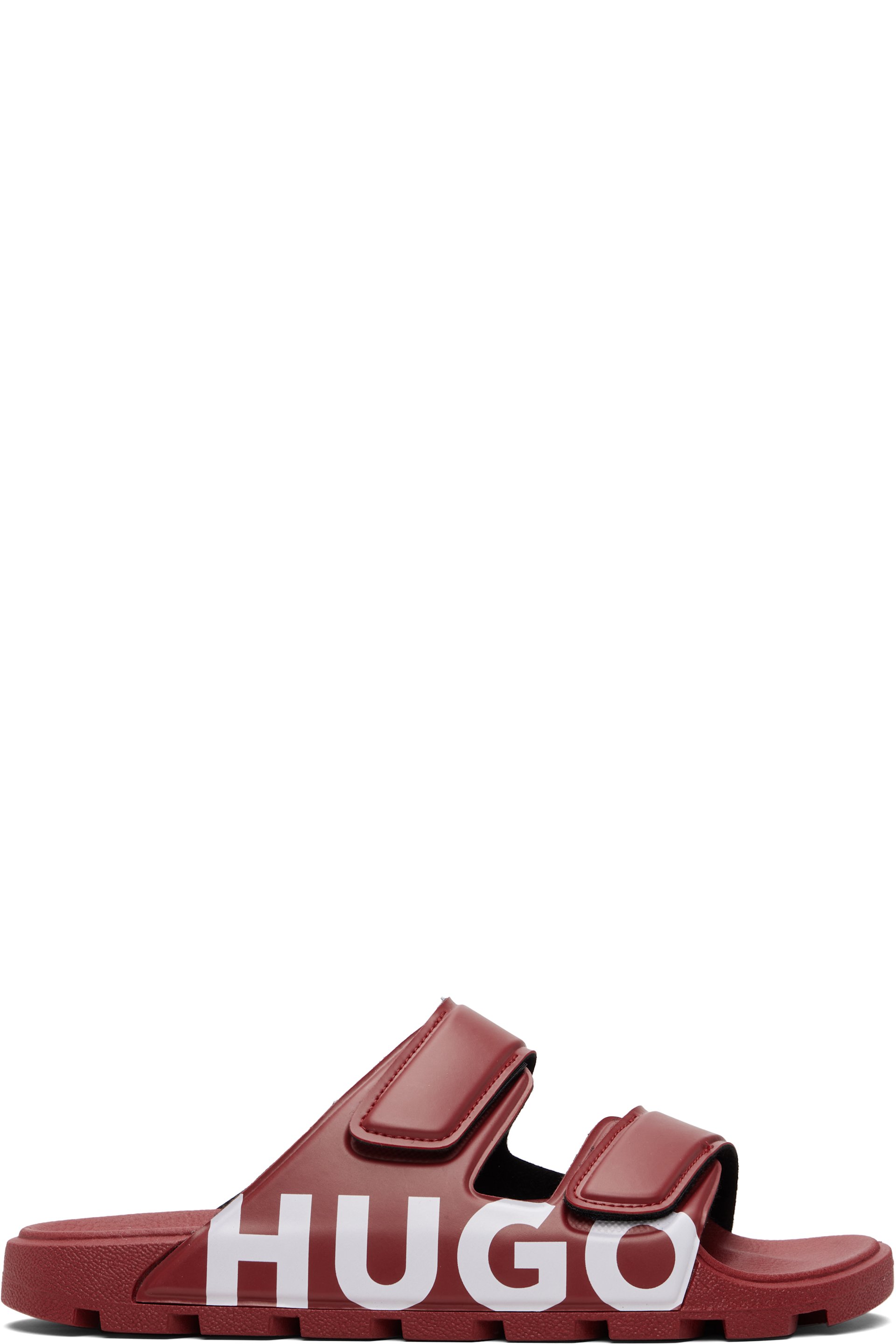 Hugo - Red Double Touch-Closure Straps Logo Sandals