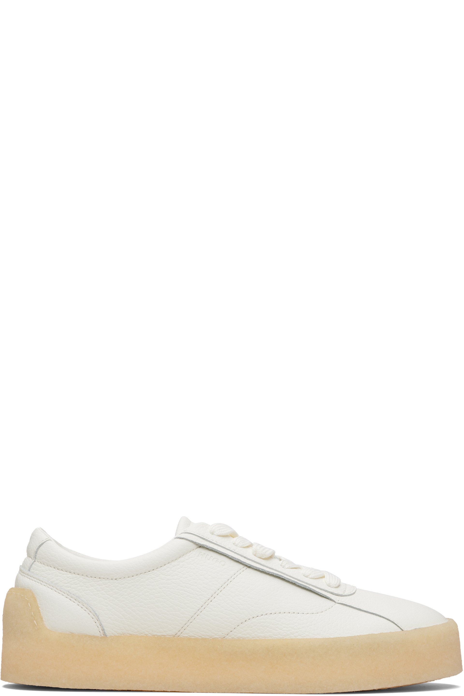 Hugo - Baskets blanches en cuir grainé