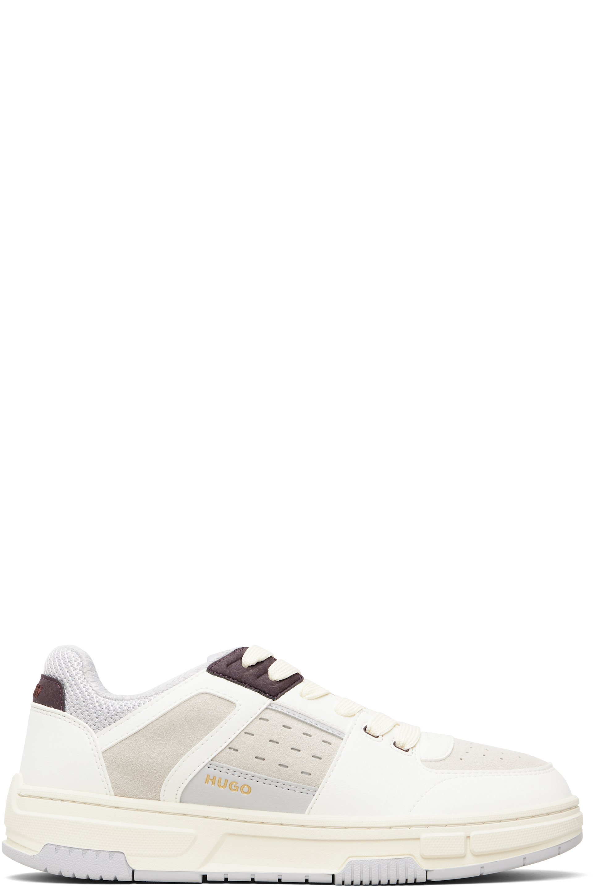 Hugo - Baskets blanc cassé en filet et cuir synthétique