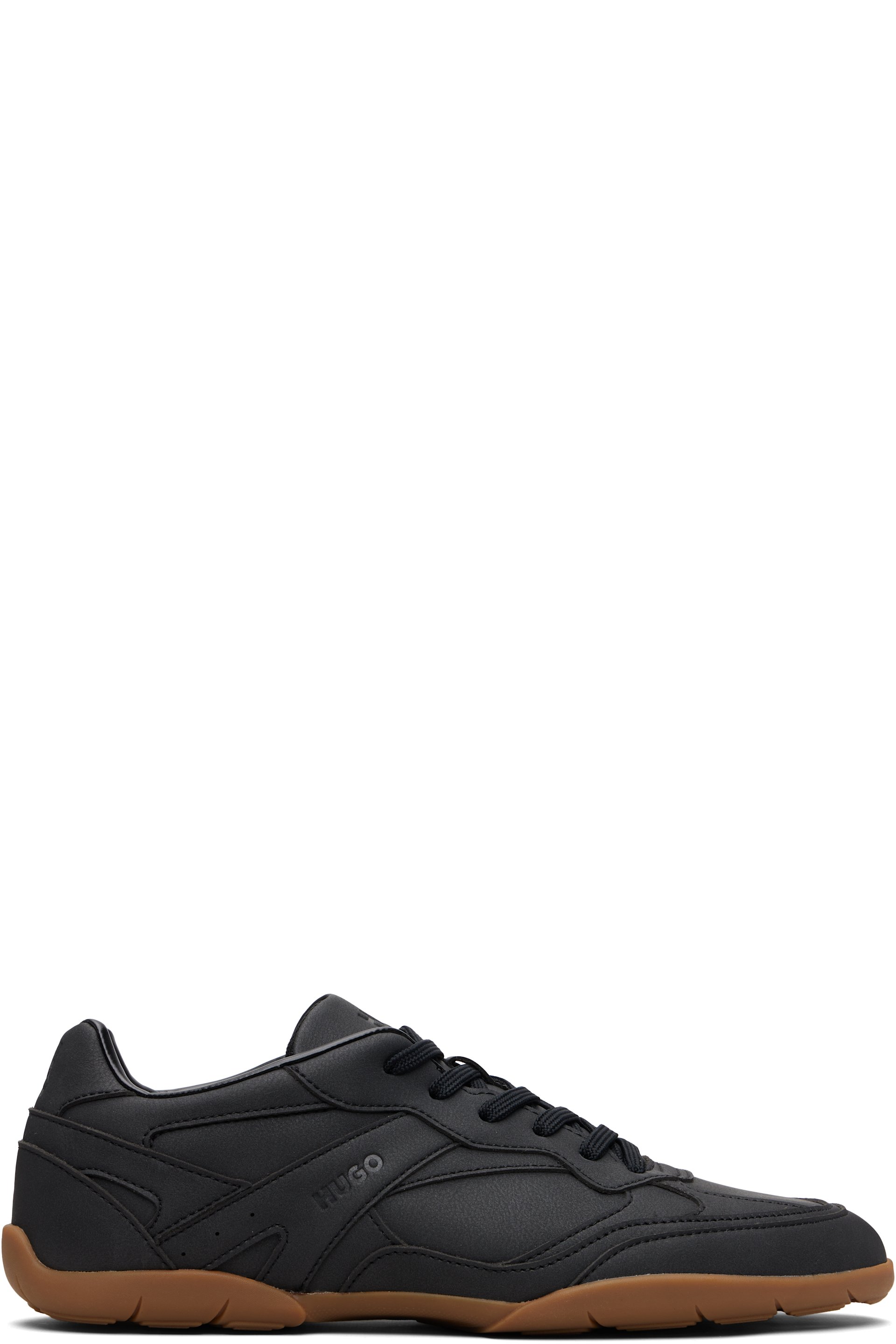 Hugo - Baskets noires en cuir synthétique à logo étagé