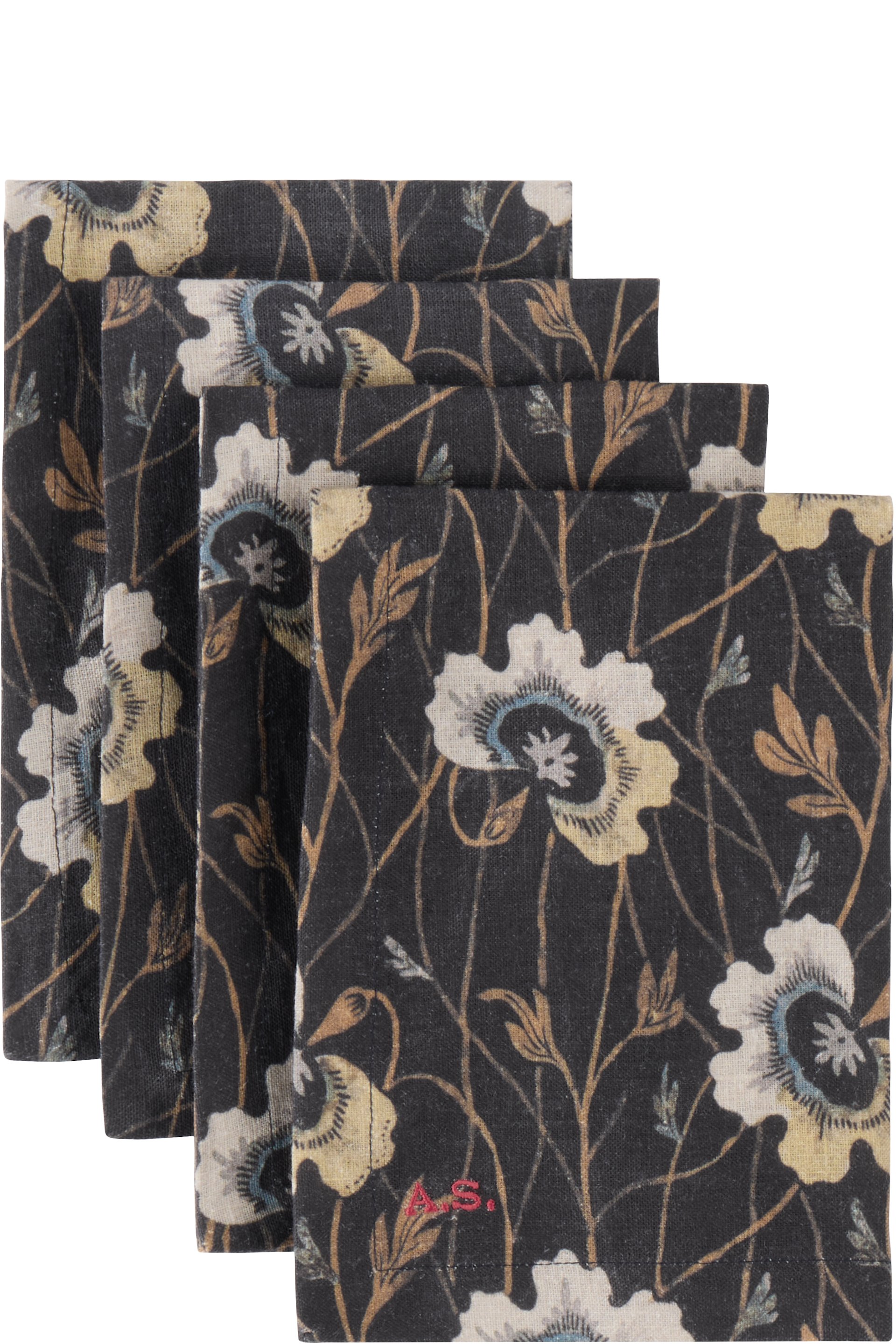 Autumn Sonata - Four-Pack Black & Beige Berit Napkins
