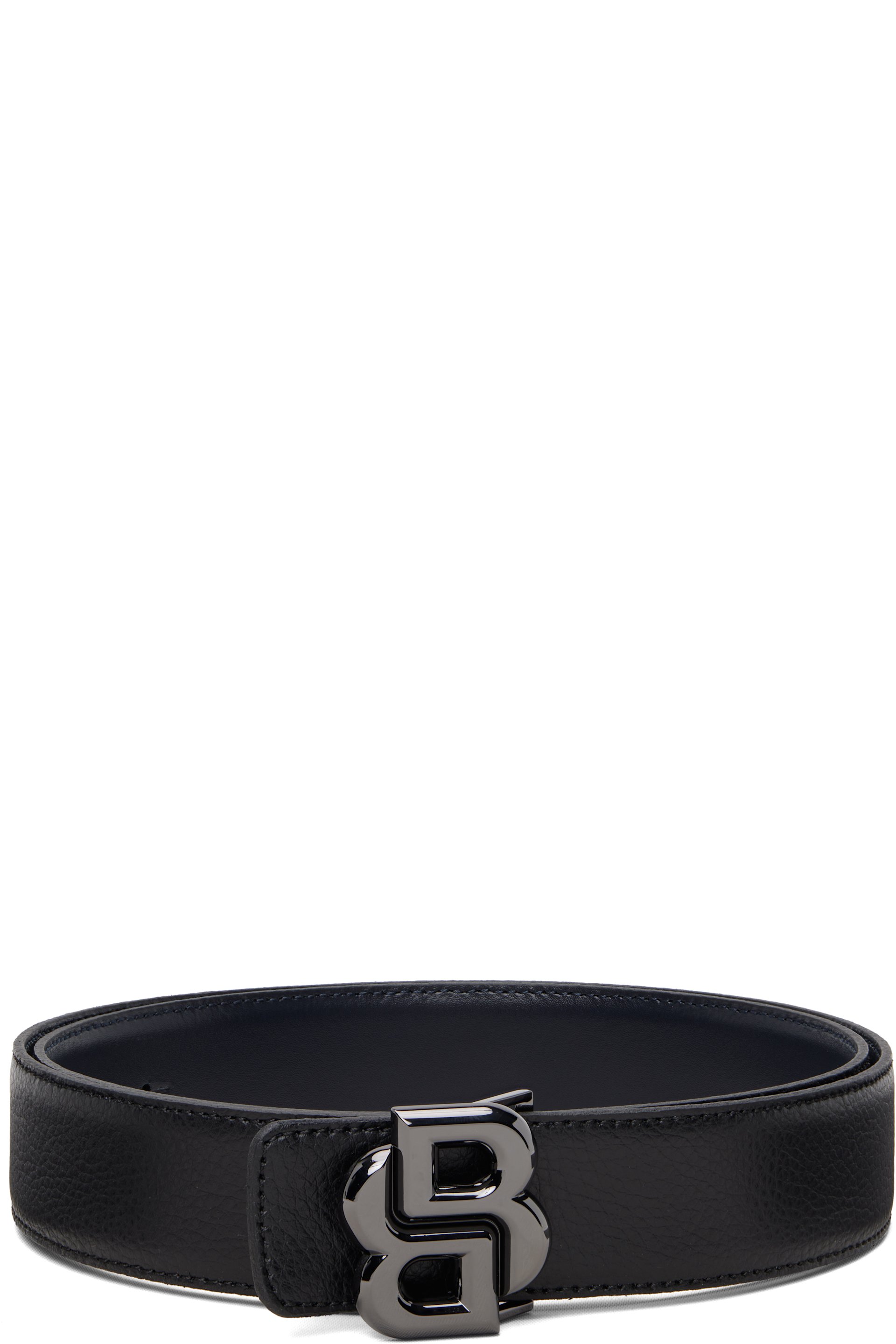 Boss - Ceinture réversible noir et bleu marine à monogramme double B