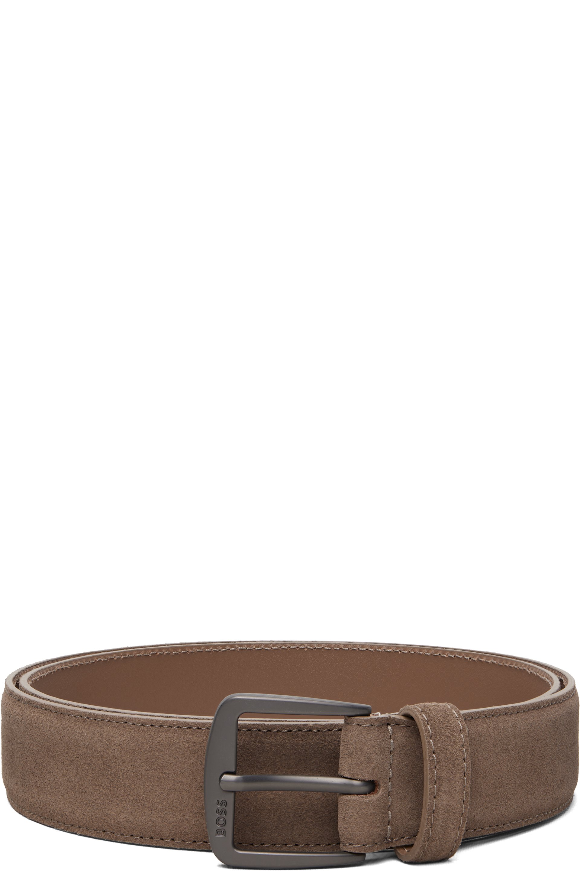 Boss - Ceinture beige en suède à boucle à logo