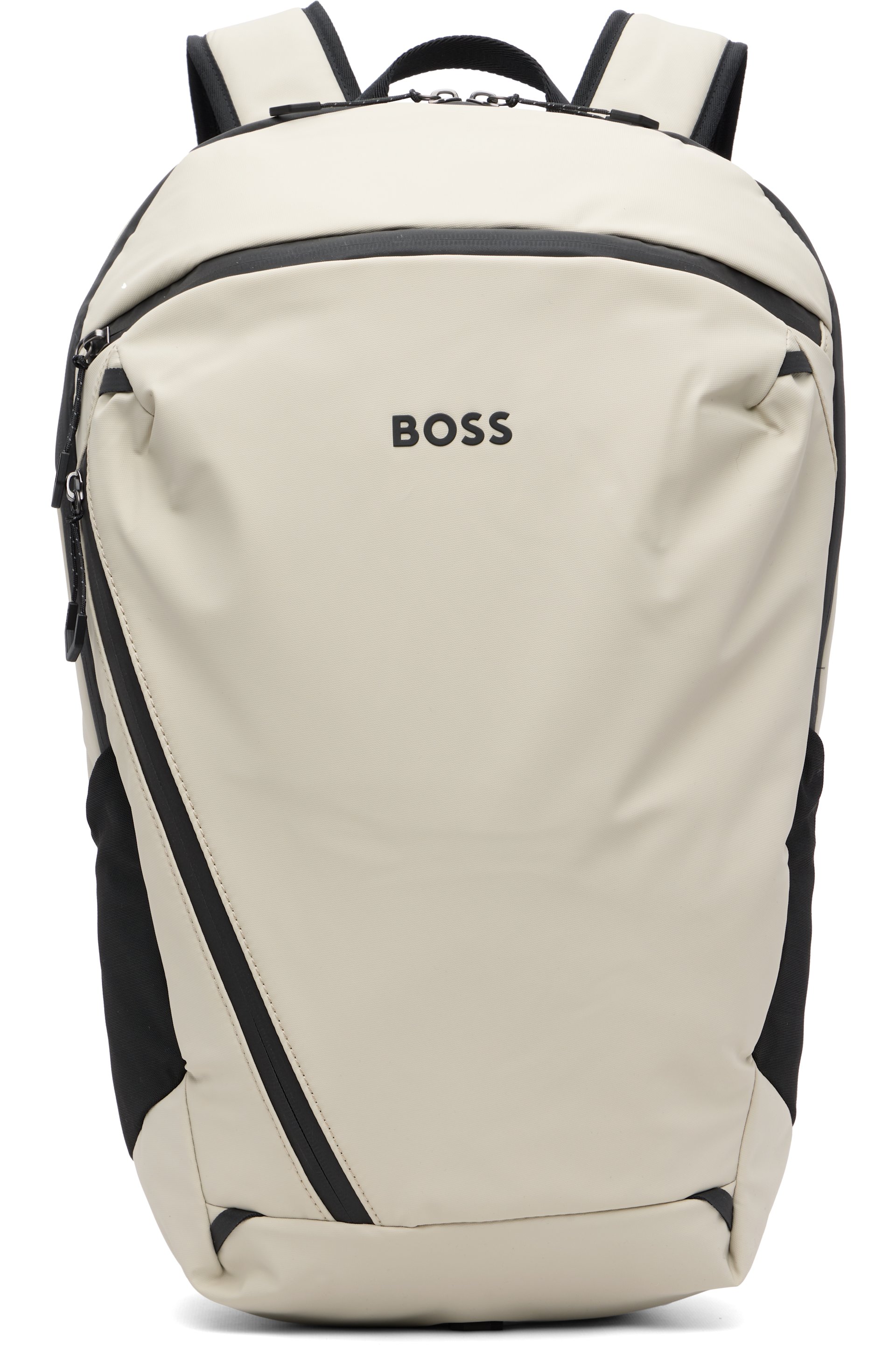 BOSS - Beige Faux-Leather Reflective Detail Backpack