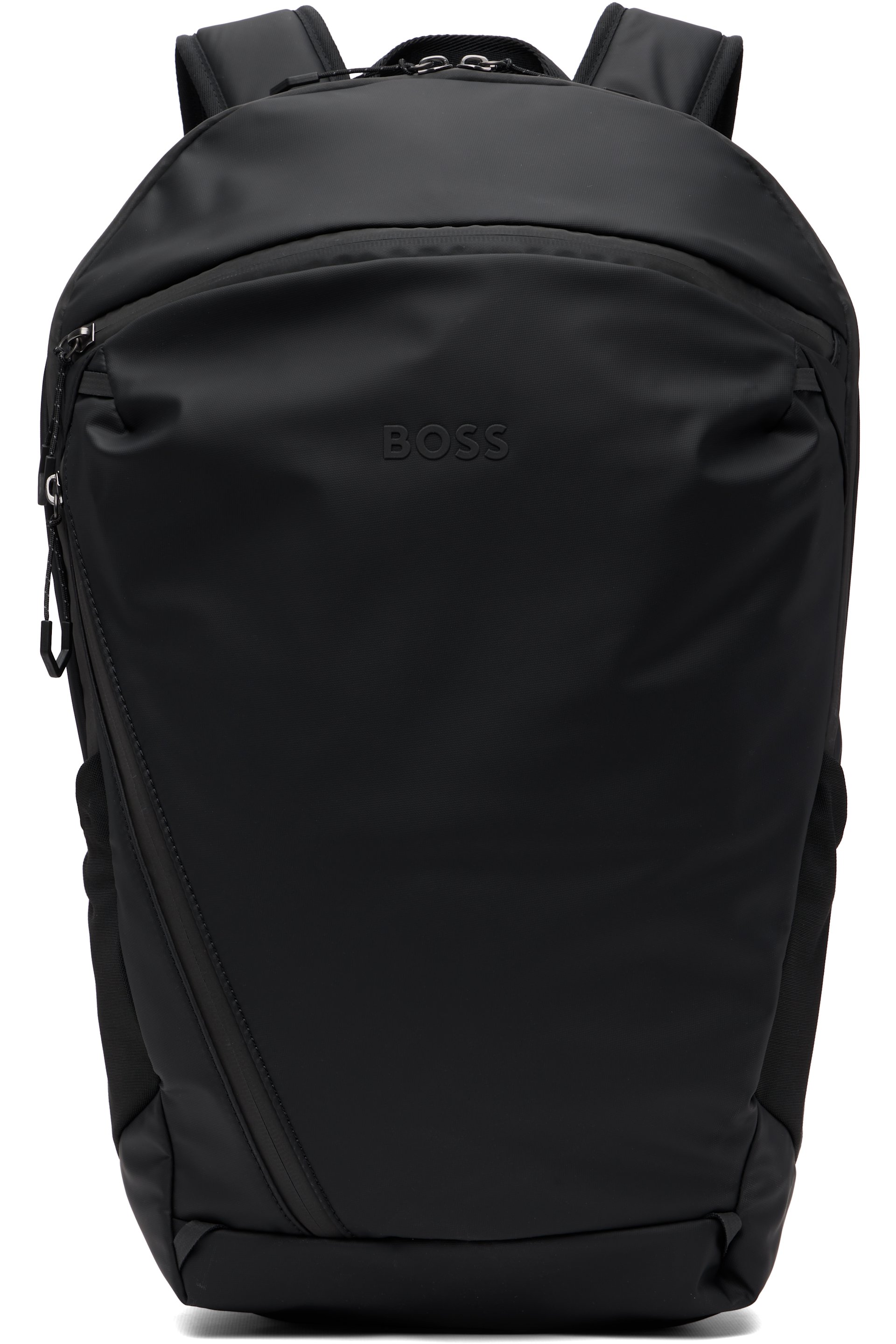 BOSS - Black Faux-Leather Reflective Detail Backpack